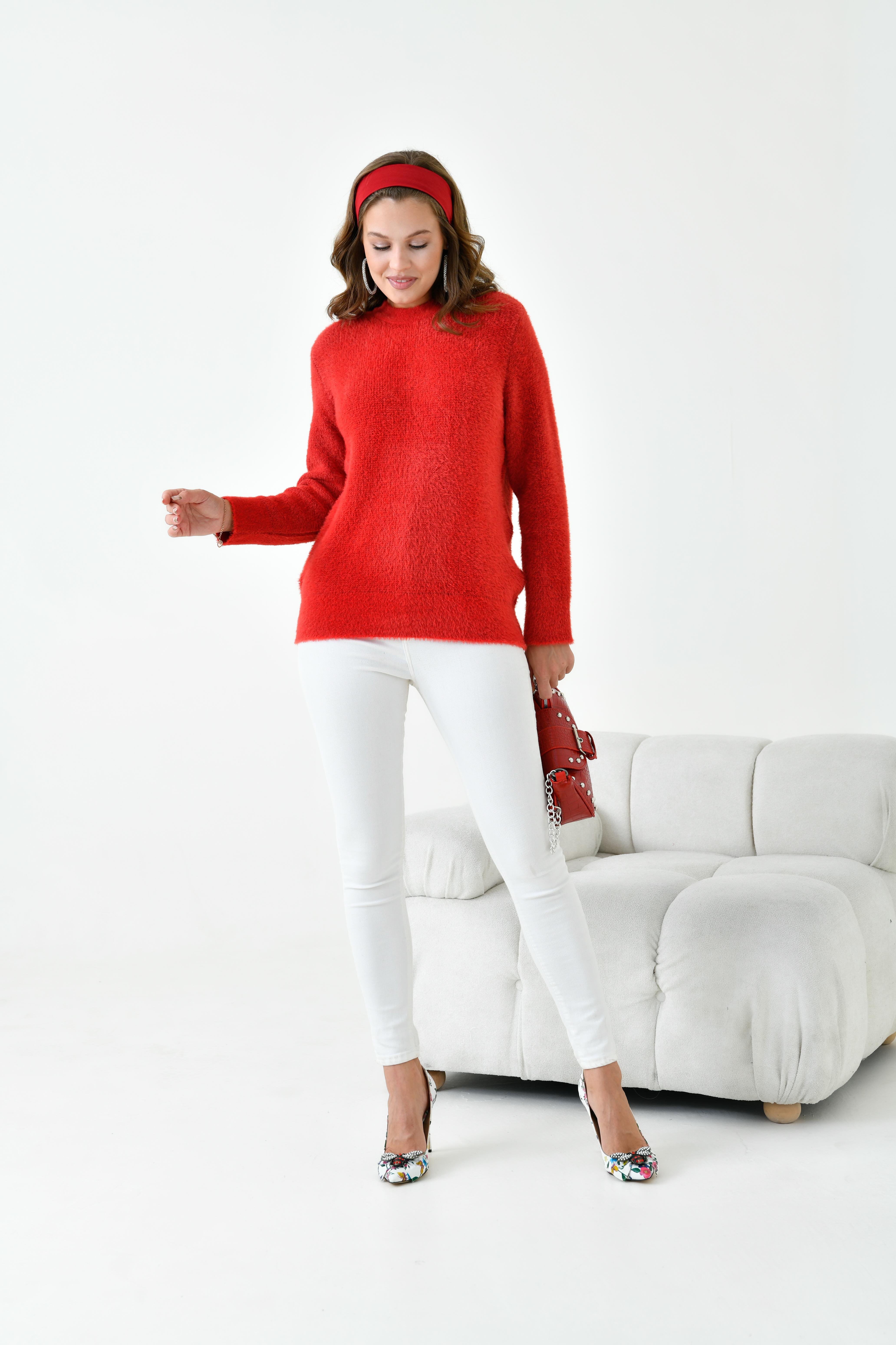 FTZ Women Kadın Sıfır Yaka  Kırmızı 20944