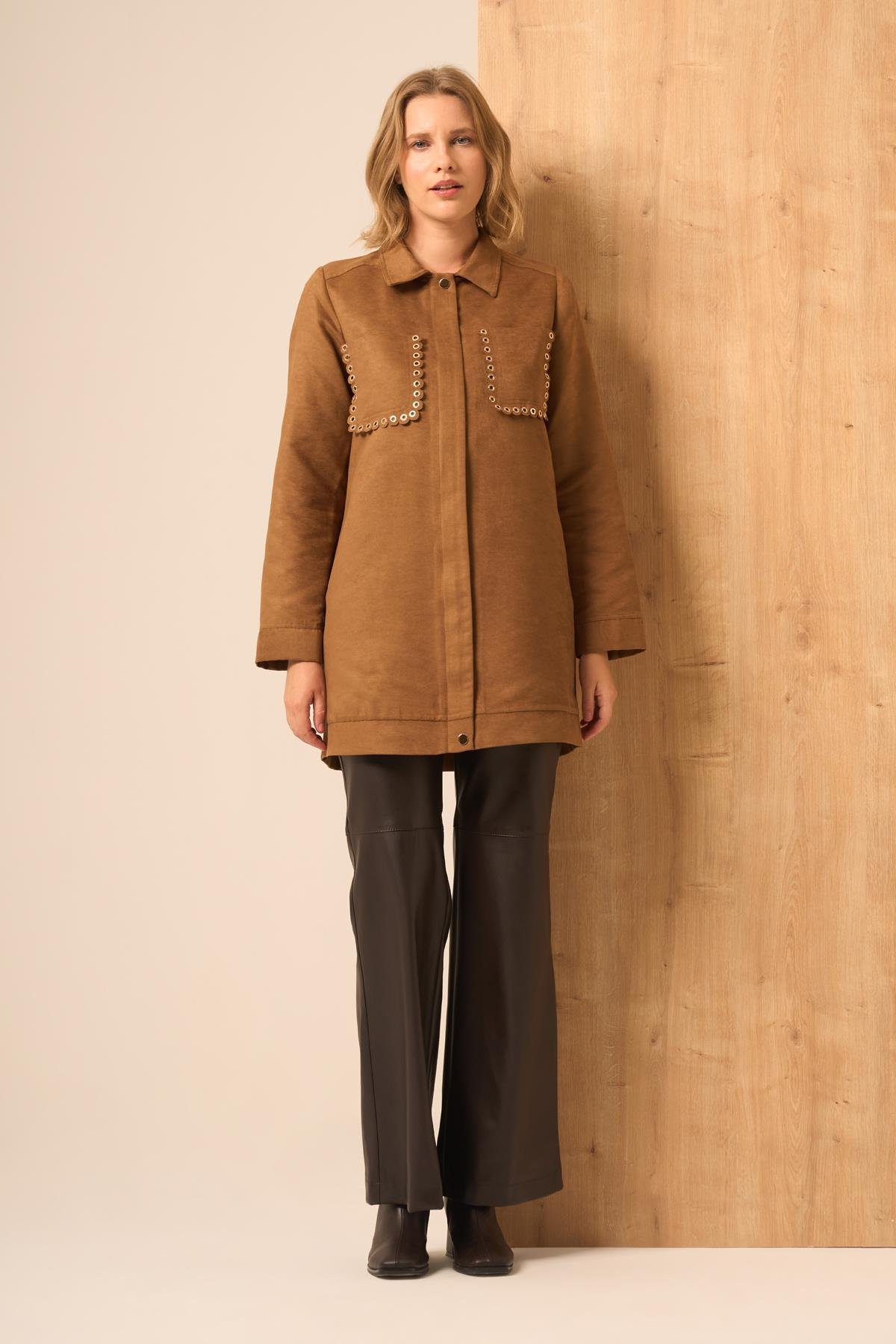 FTZ Women Kadın Süet Kap  Camel 31268