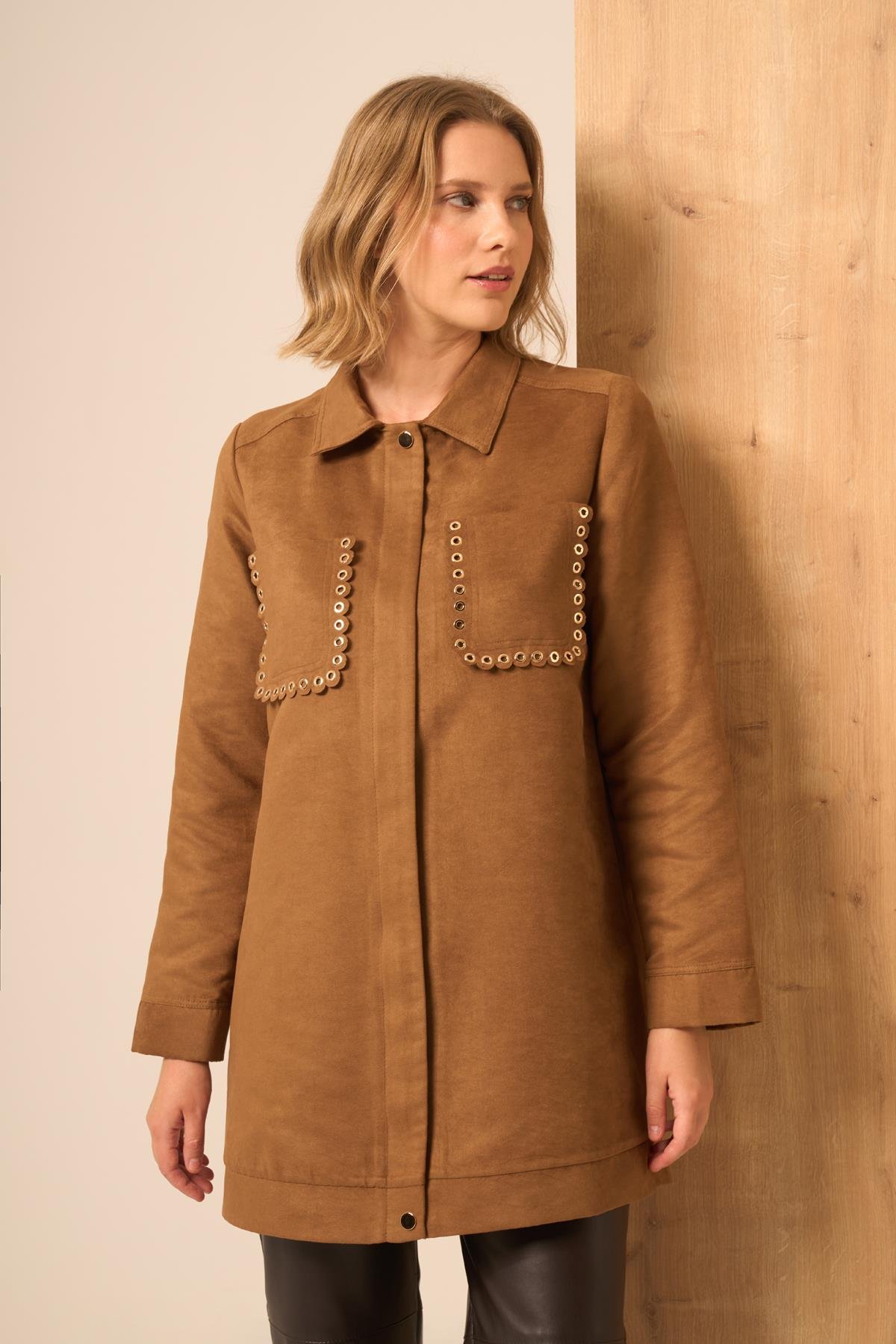 FTZ Women Kadın Süet Kap  Camel 31268