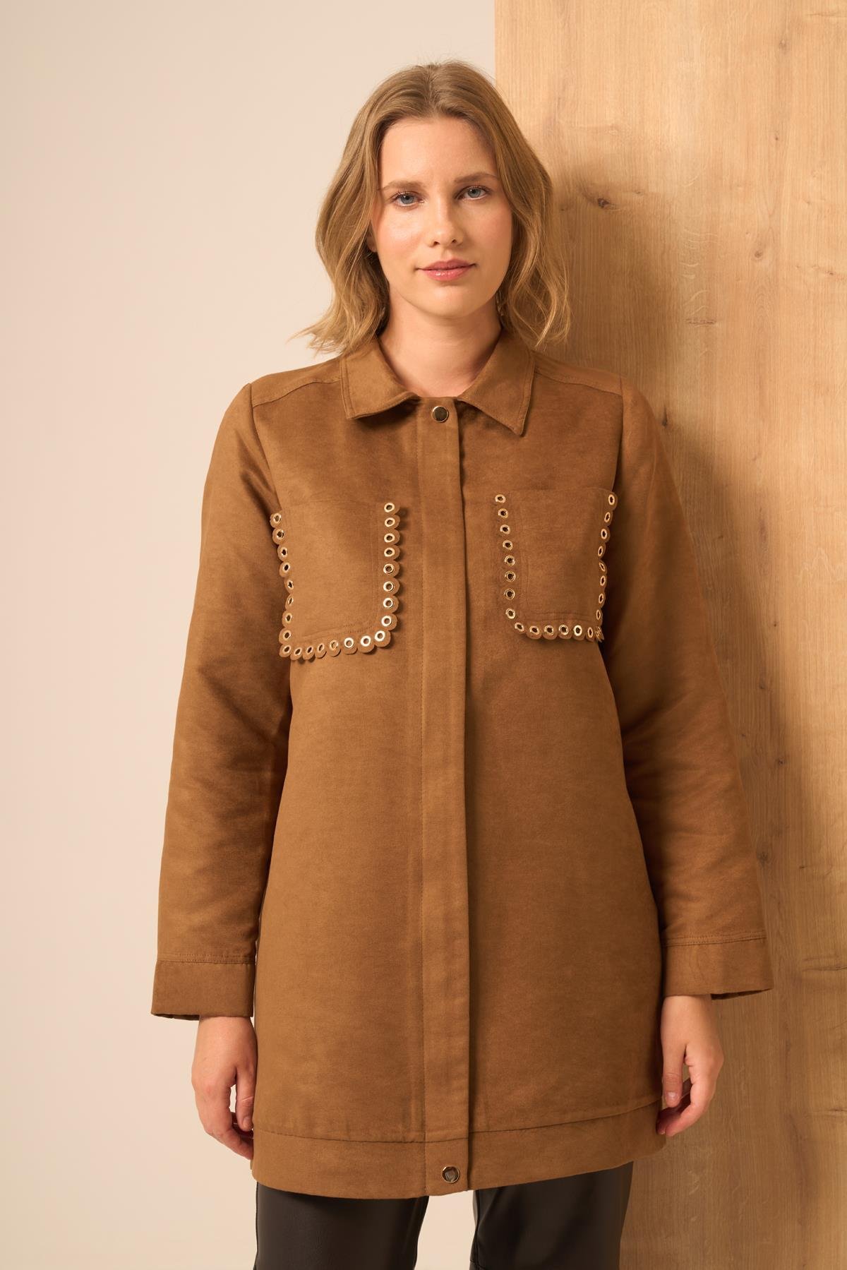 FTZ Women Kadın Süet Kap  Camel 31268