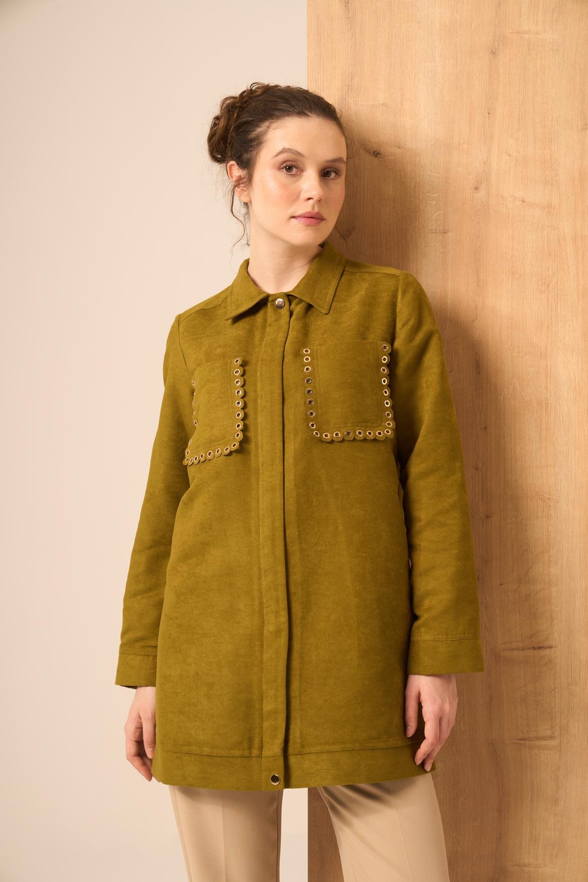 FTZ Women Kadın Süet Kap  Yağ Yeşili 31268