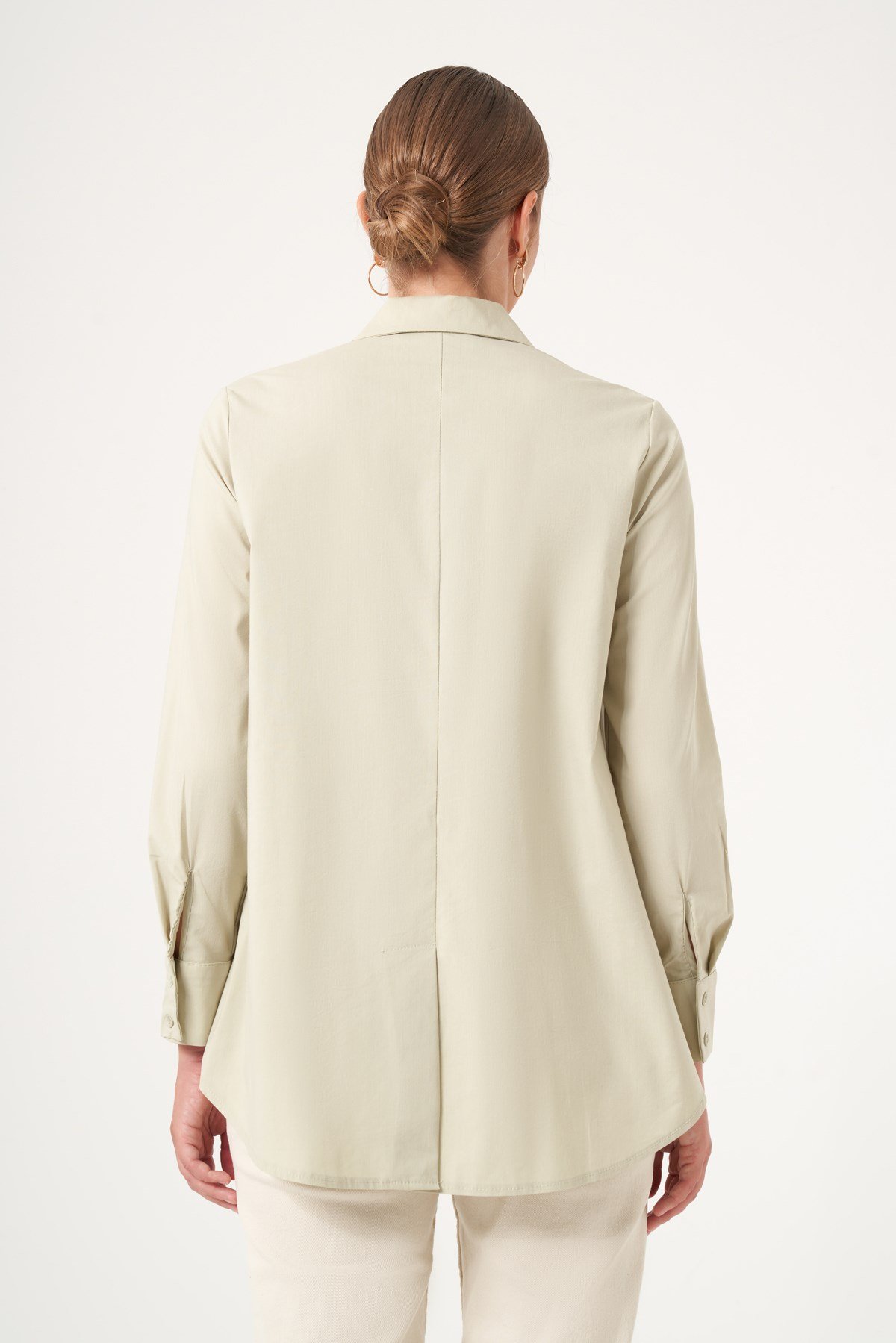 FTZ Women Kadın Taş Detay Poplin Gömlek  Mint 31509