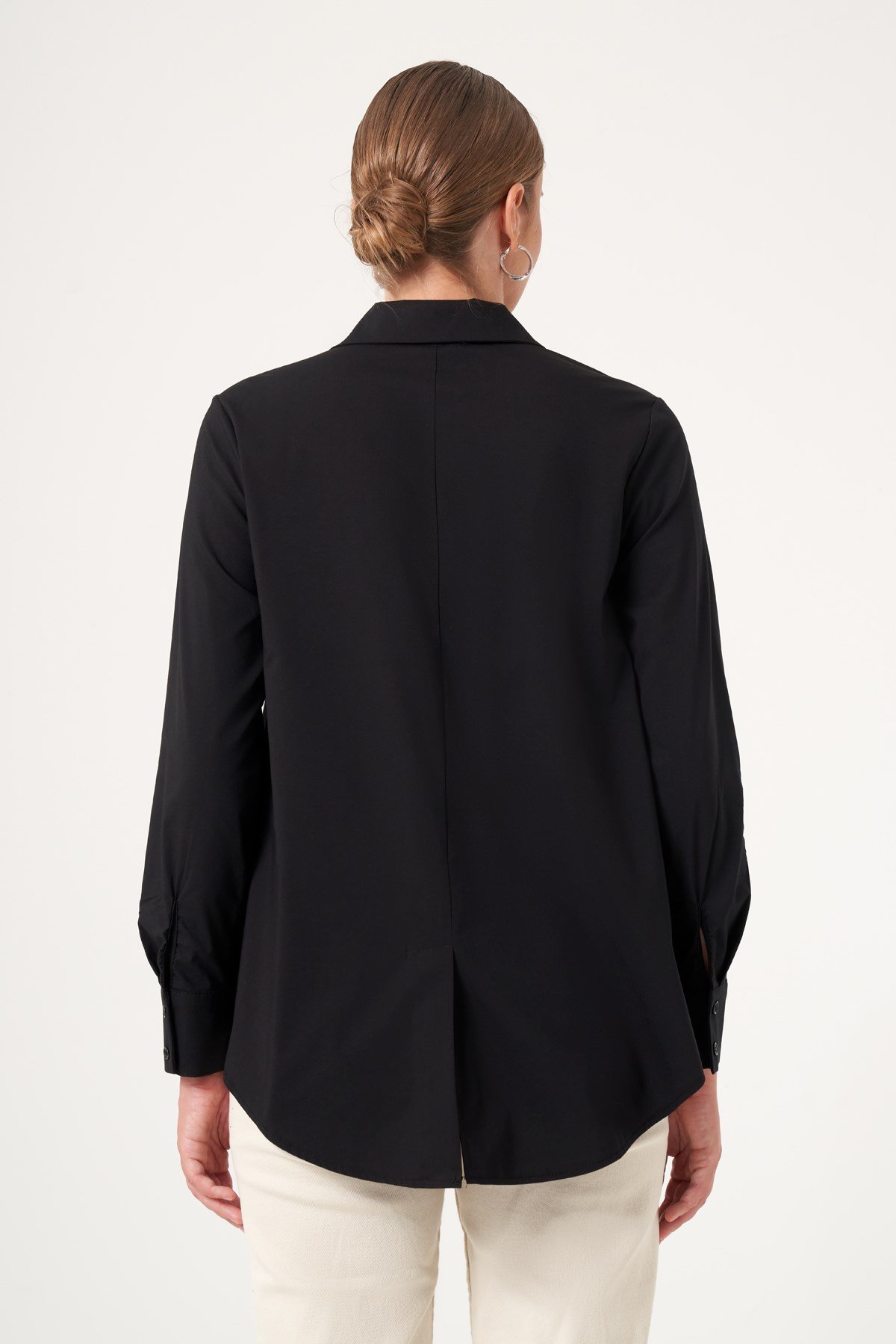 FTZ Women Kadın Taş Detay Poplin Gömlek  Siyah 31509