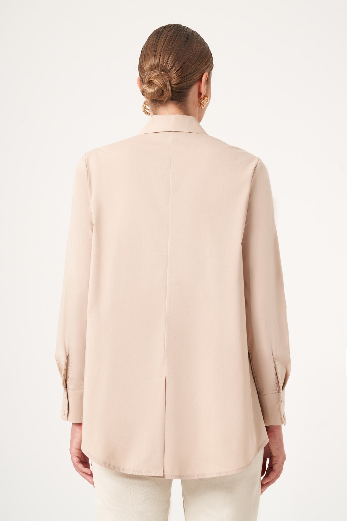 FTZ Women Kadın Taş İşleme Gömlek  Beige 31508