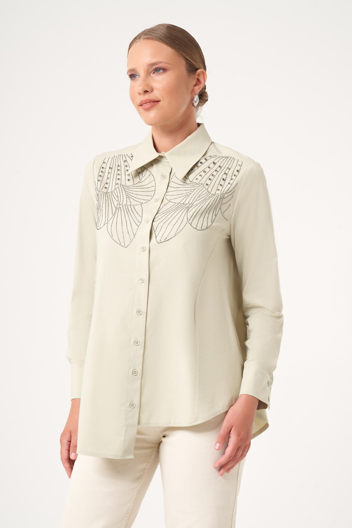 FTZ Women Kadın Taş İşleme Gömlek  Mint 31508