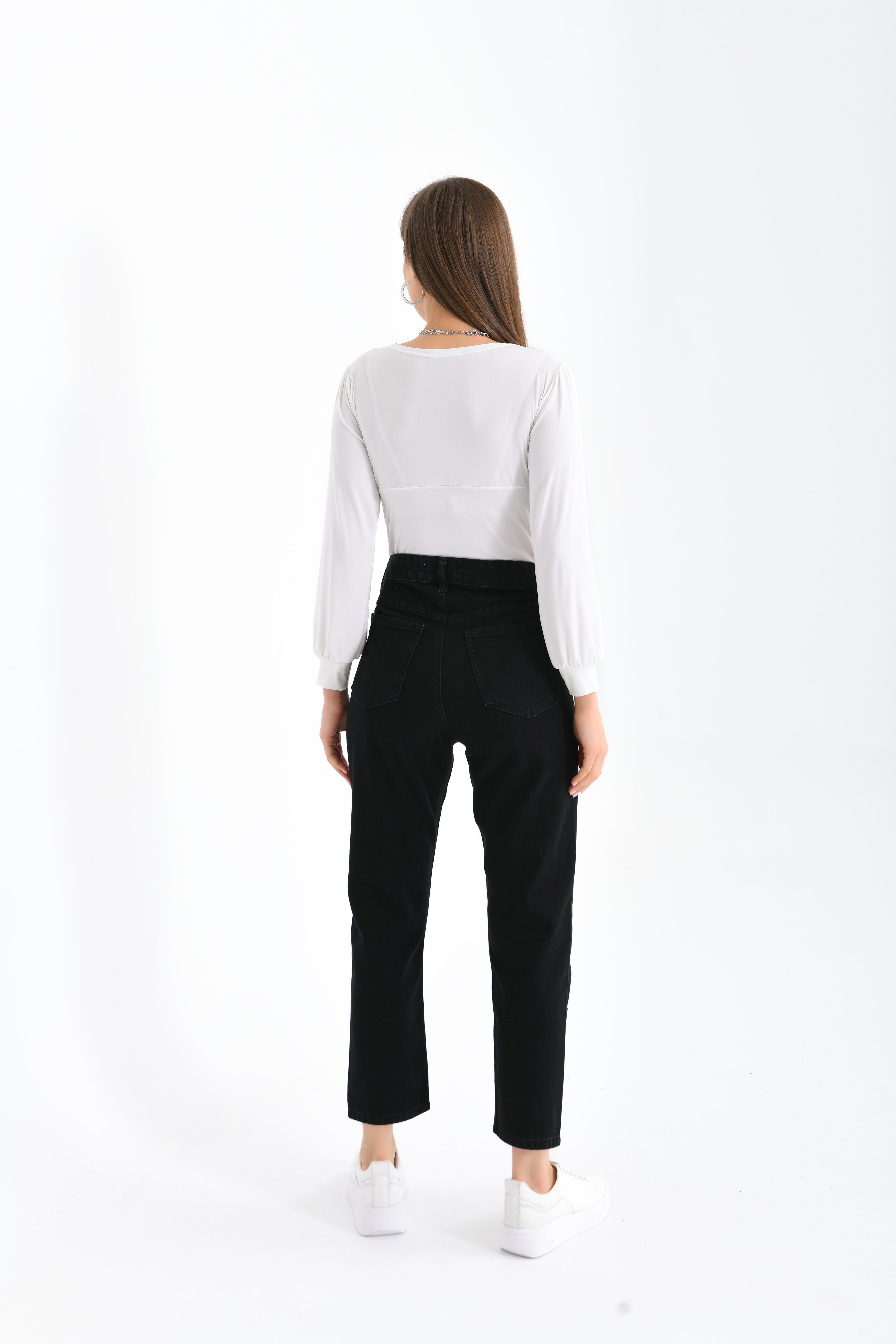 FTZ Women Kadın Taşlı Jean Pantolon  Siyah RBN3065