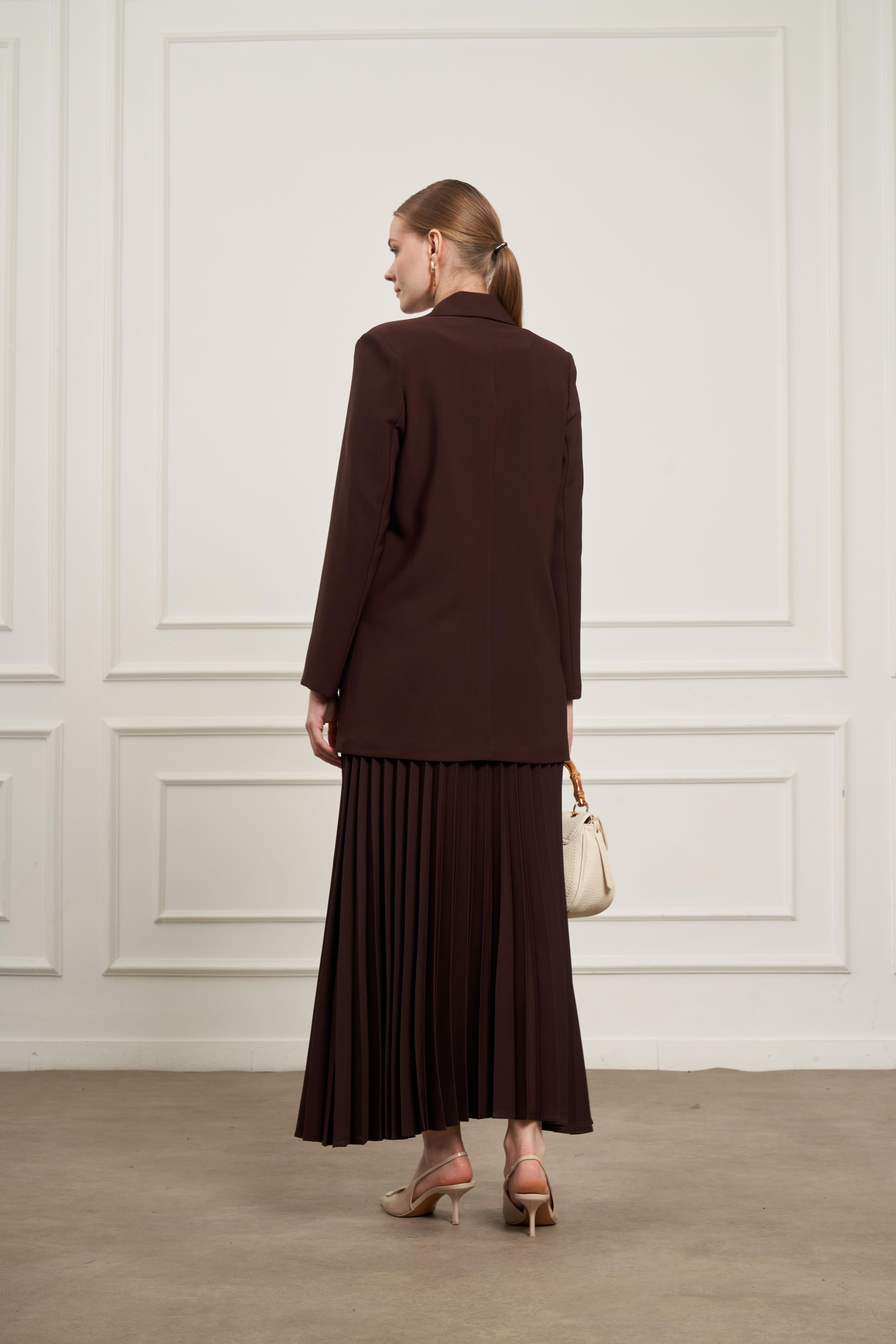 FTZ Women Kadın Tek Kruvaze Ceket  Kahve 31066