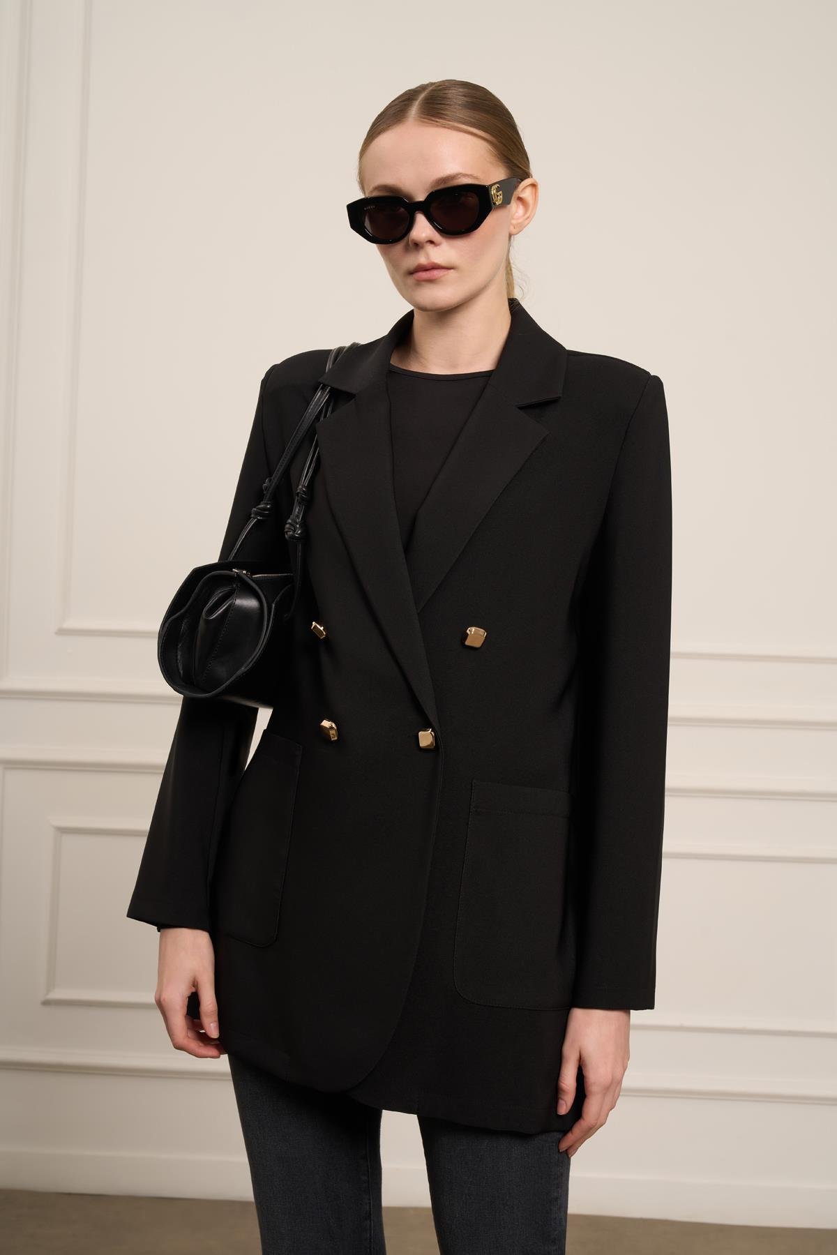 FTZ Women Kadın Tek Kruvaze Ceket  Siyah 31066