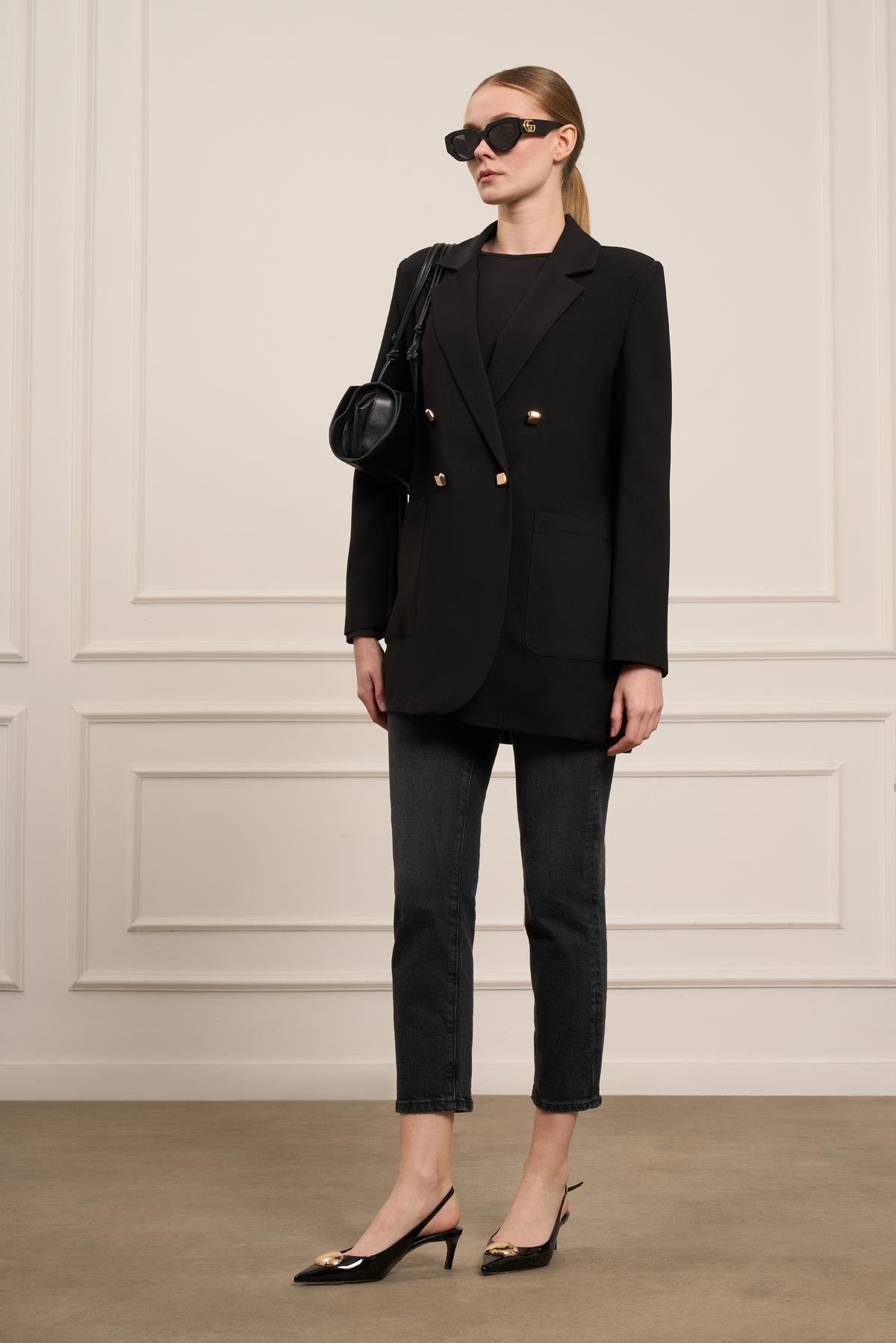 FTZ Women Kadın Tek Kruvaze Ceket  Siyah 31066