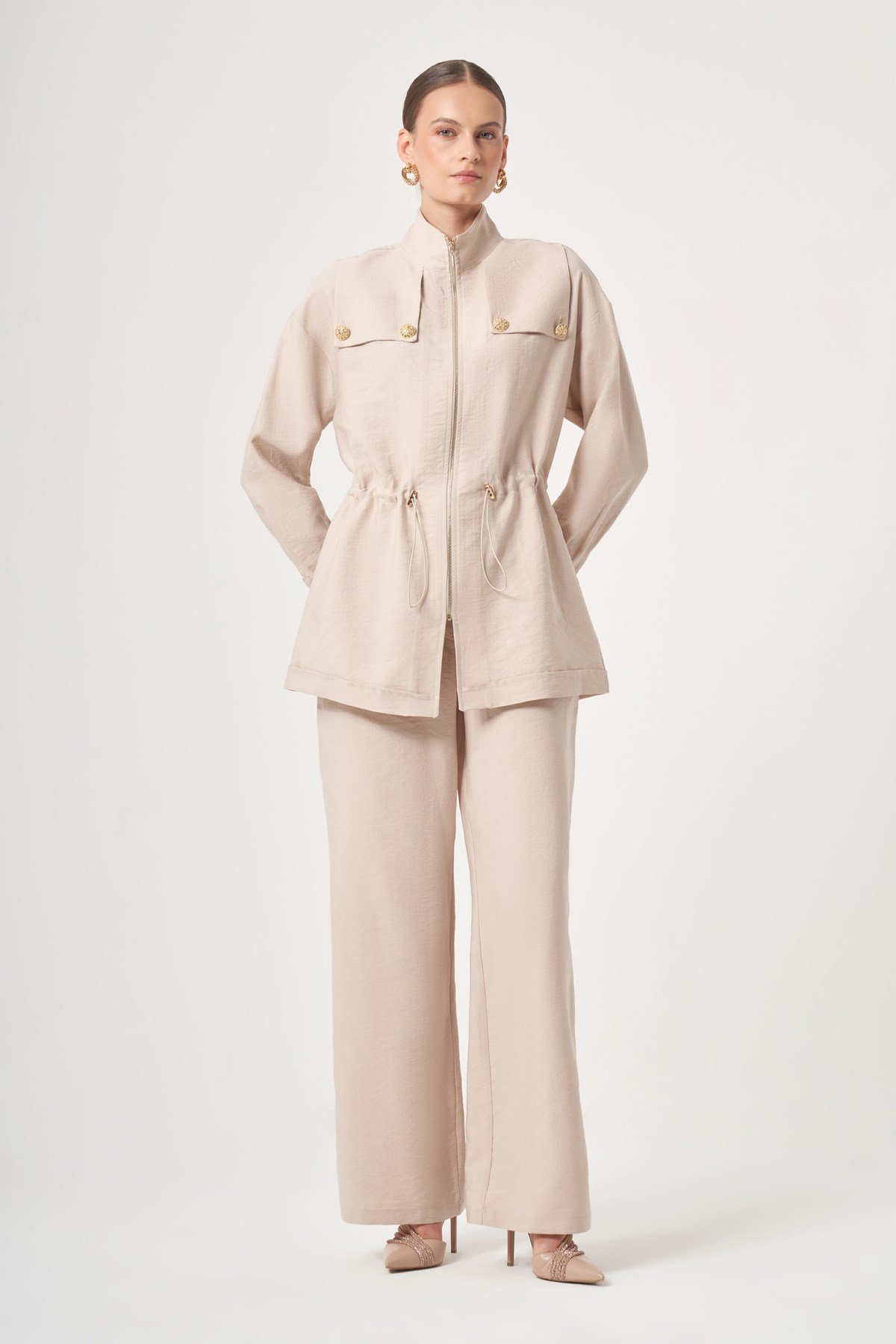FTZ Women Kadın Tulipa Pantolonlu Takım  Beige 31432