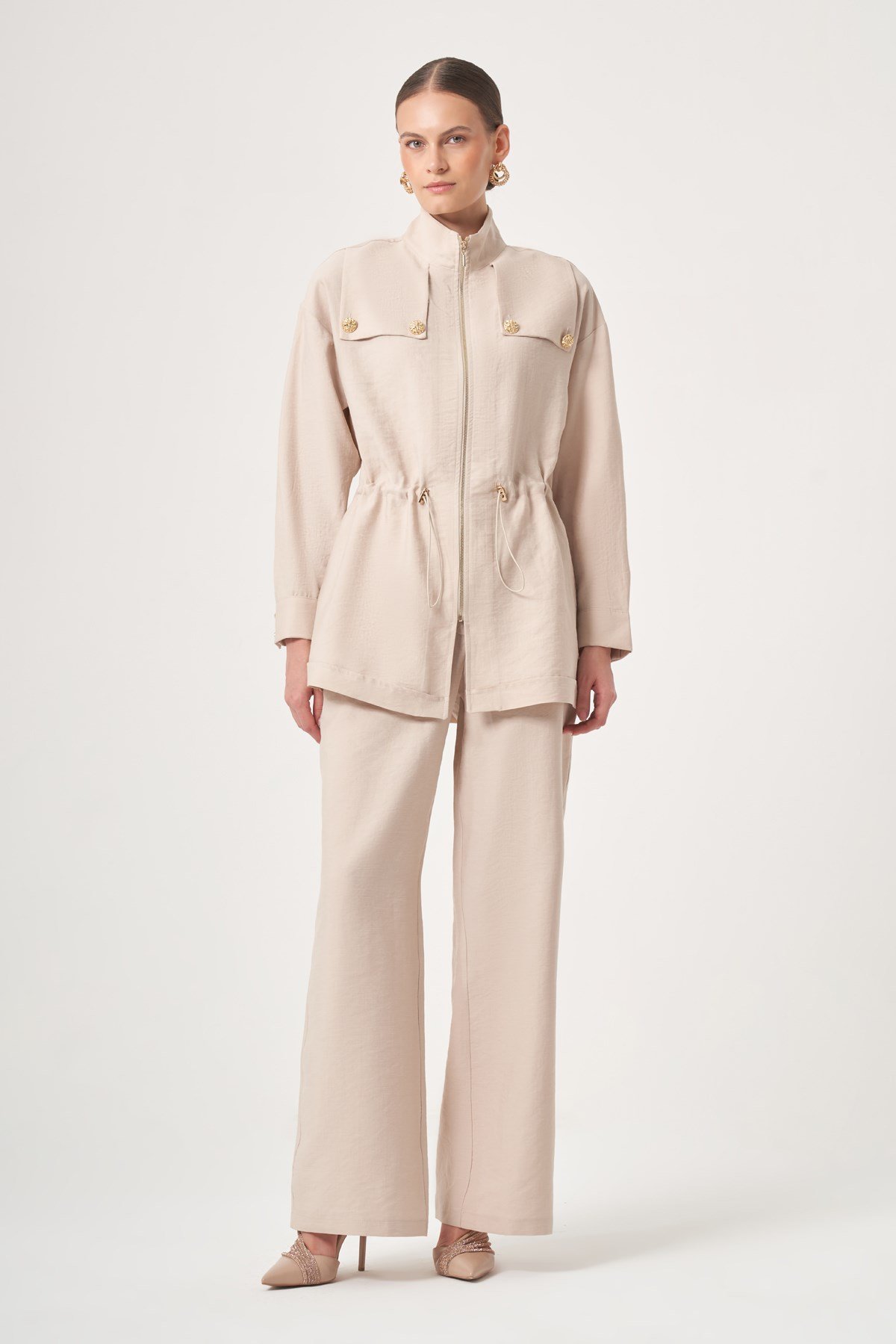 FTZ Women Kadın Tulipa Pantolonlu Takım  Beige 31432