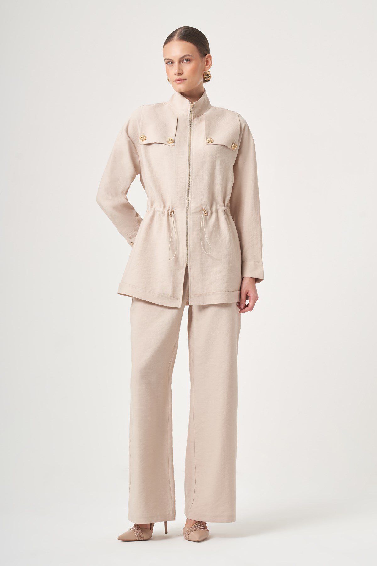 FTZ Women Kadın Tulipa Pantolonlu Takım  Beige 31432