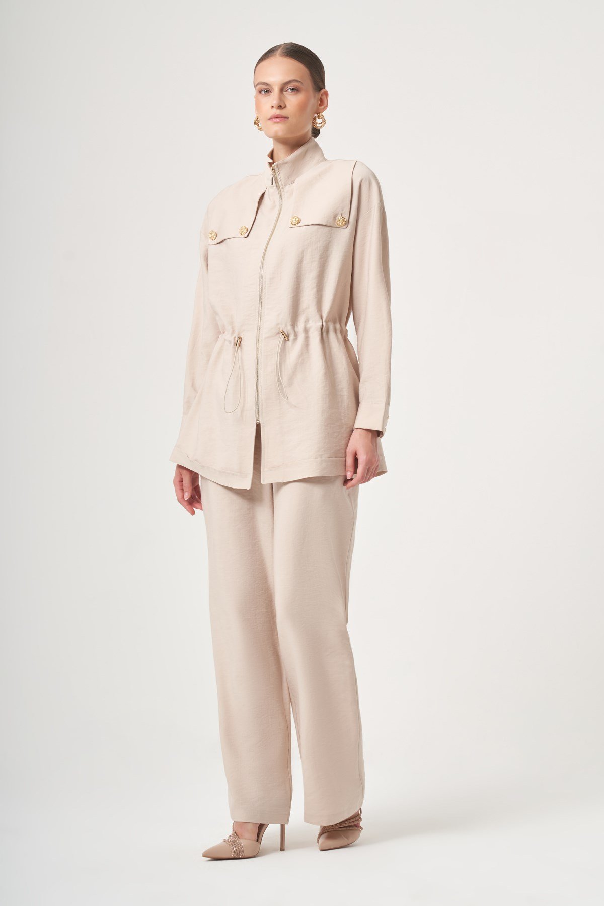 FTZ Women Kadın Tulipa Pantolonlu Takım  Beige 31432