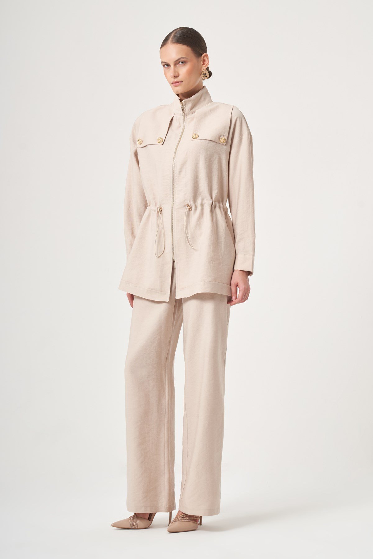 FTZ Women Kadın Tulipa Pantolonlu Takım  Beige 31432