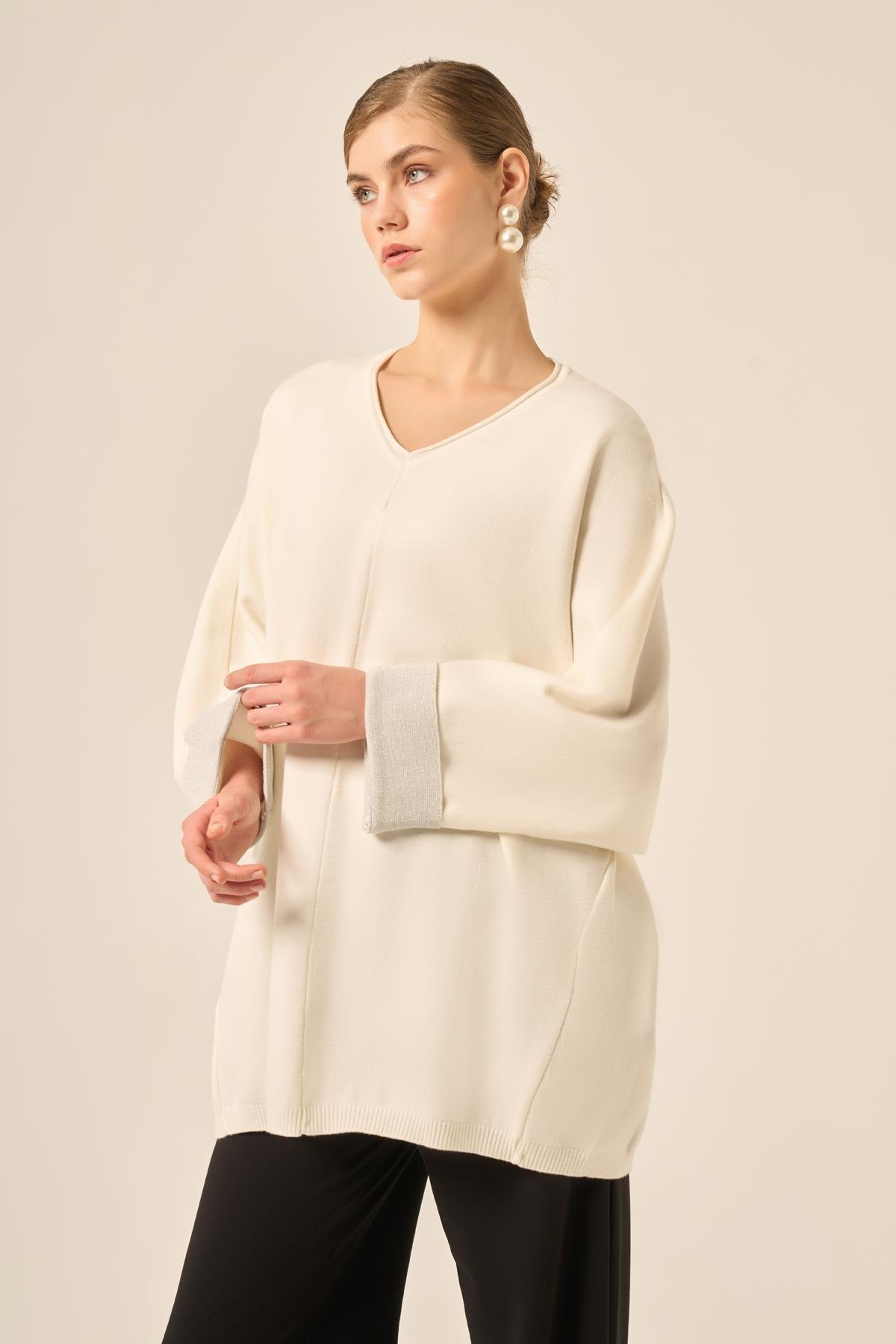 FTZ Women Kadın Yarasa Kesim Tunik  Ekru 20724