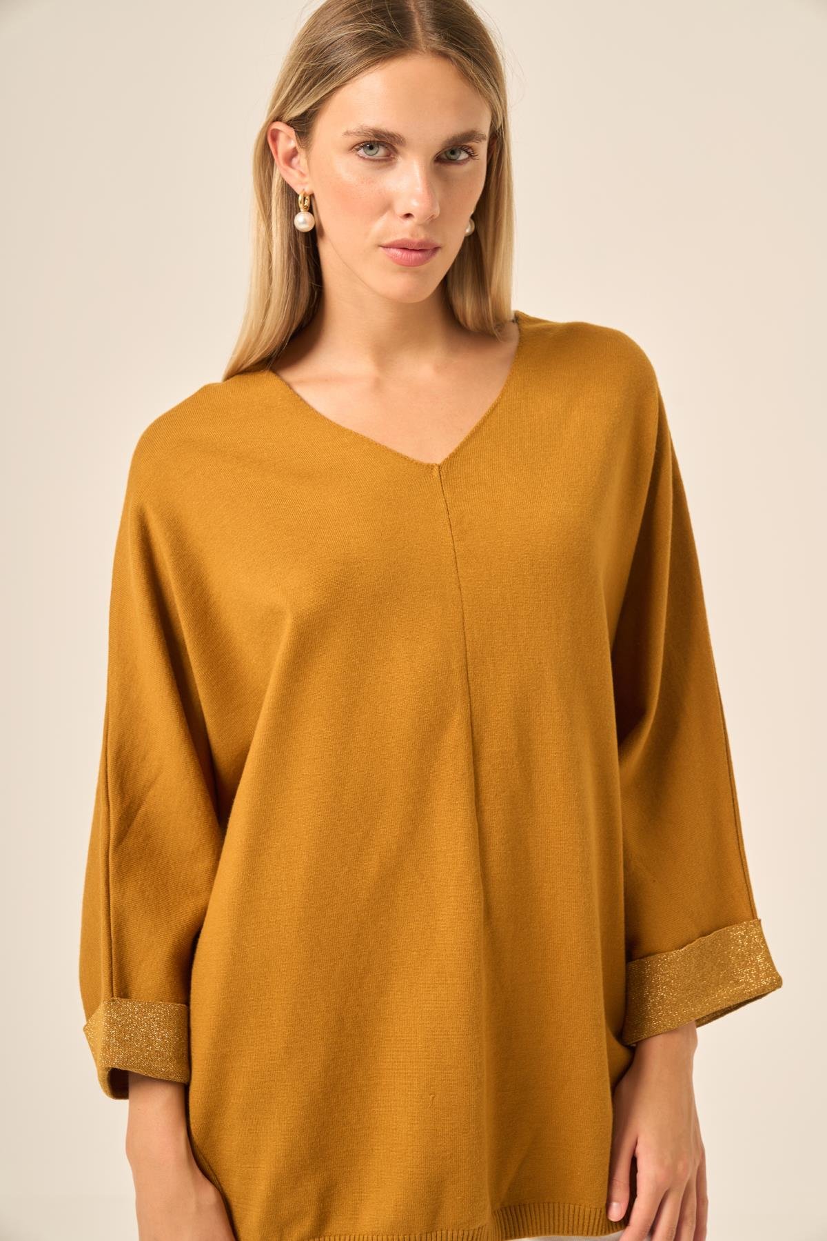 FTZ Women Kadın Yarasa Kesim Tunik  Hardal 20724