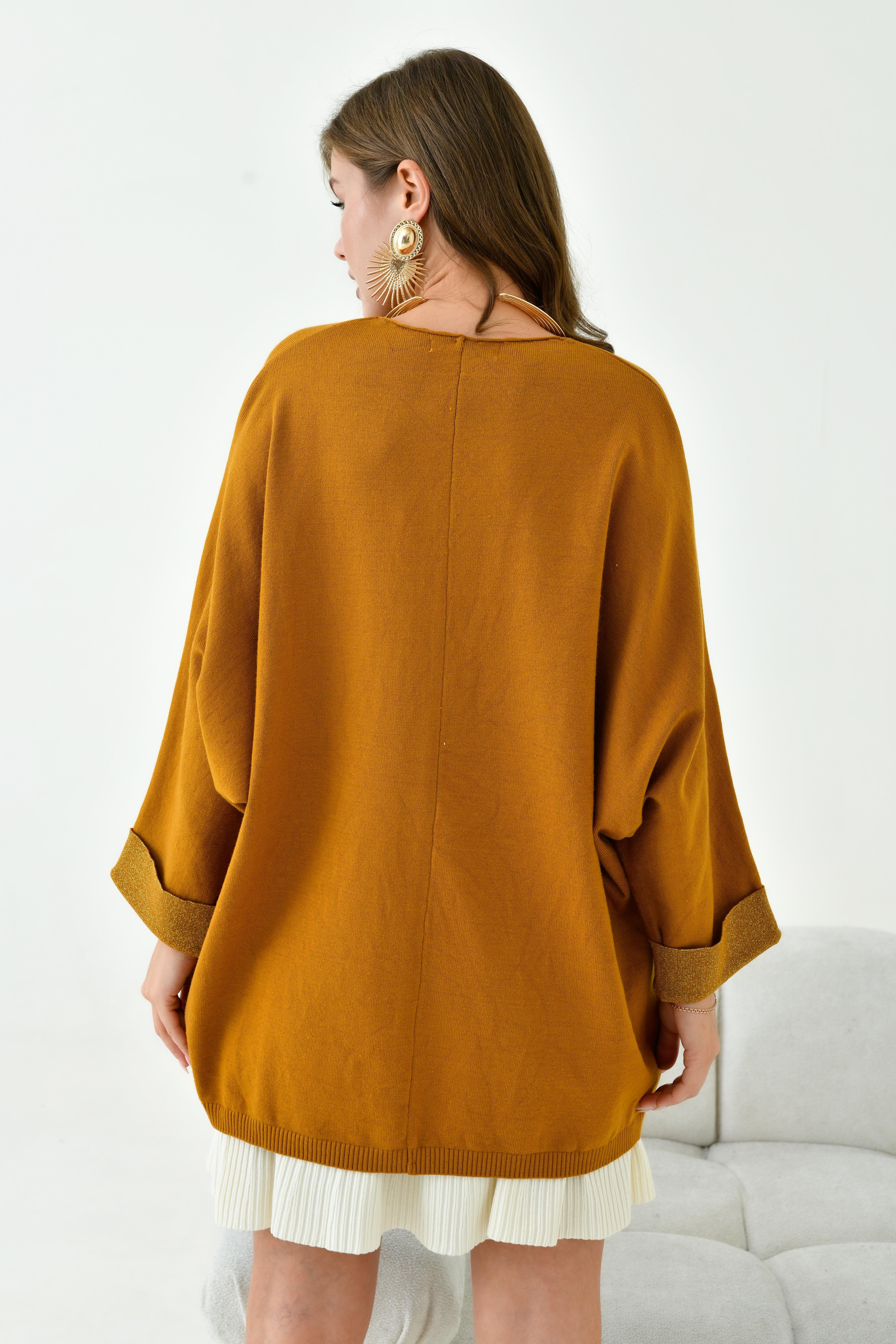 FTZ Women Kadın Yarasa Kesim Tunik  Hardal 20724