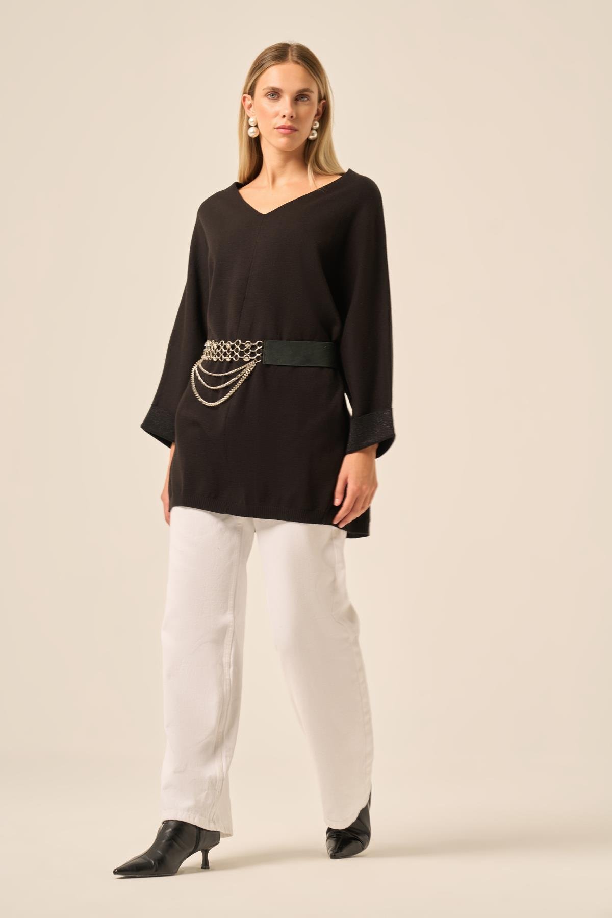 FTZ Women Kadın Yarasa Kesim Tunik  Siyah 20724