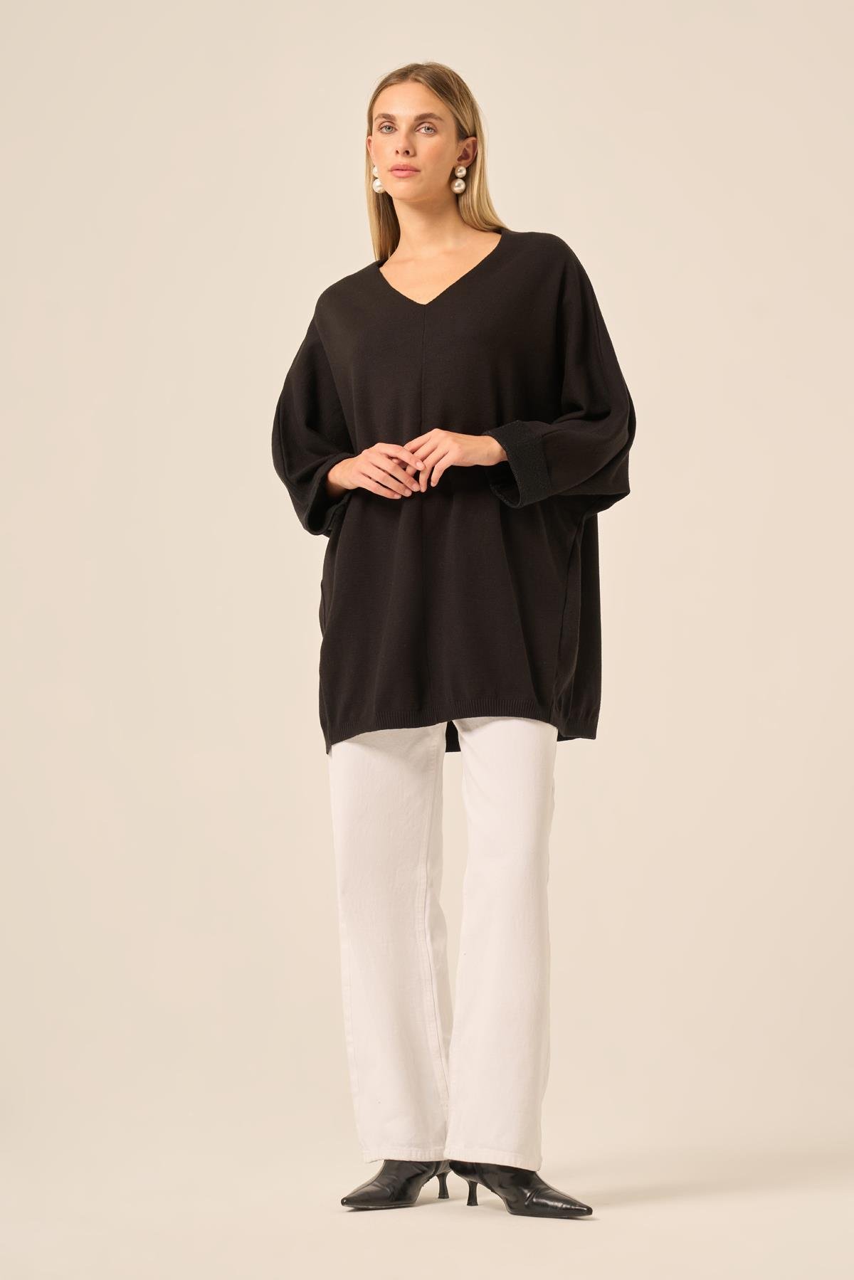 FTZ Women Kadın Yarasa Kesim Tunik  Siyah 20724