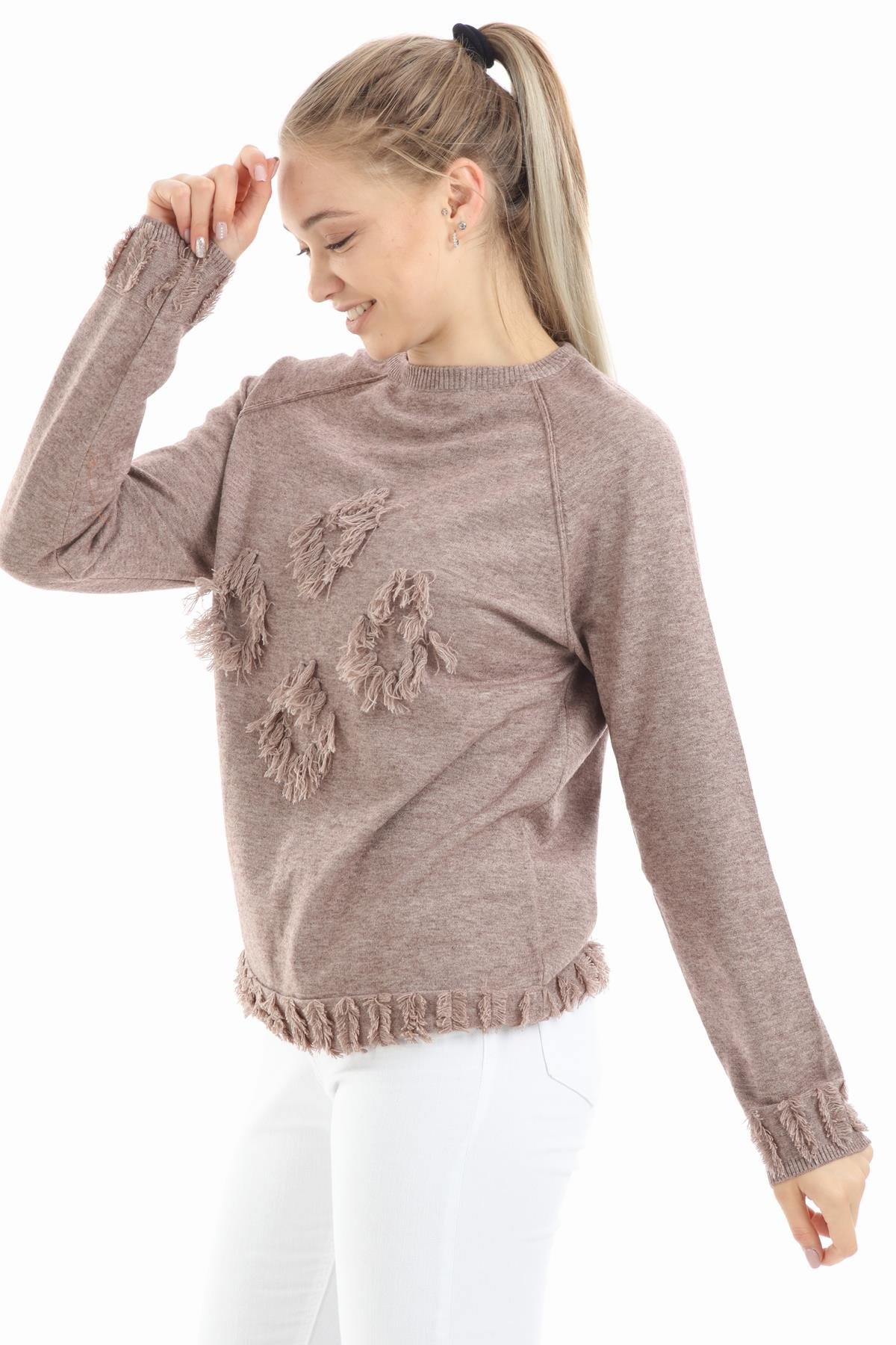 FTZ Women Kadın Yazı Detay Salaş Tunik  Beige 21-1171