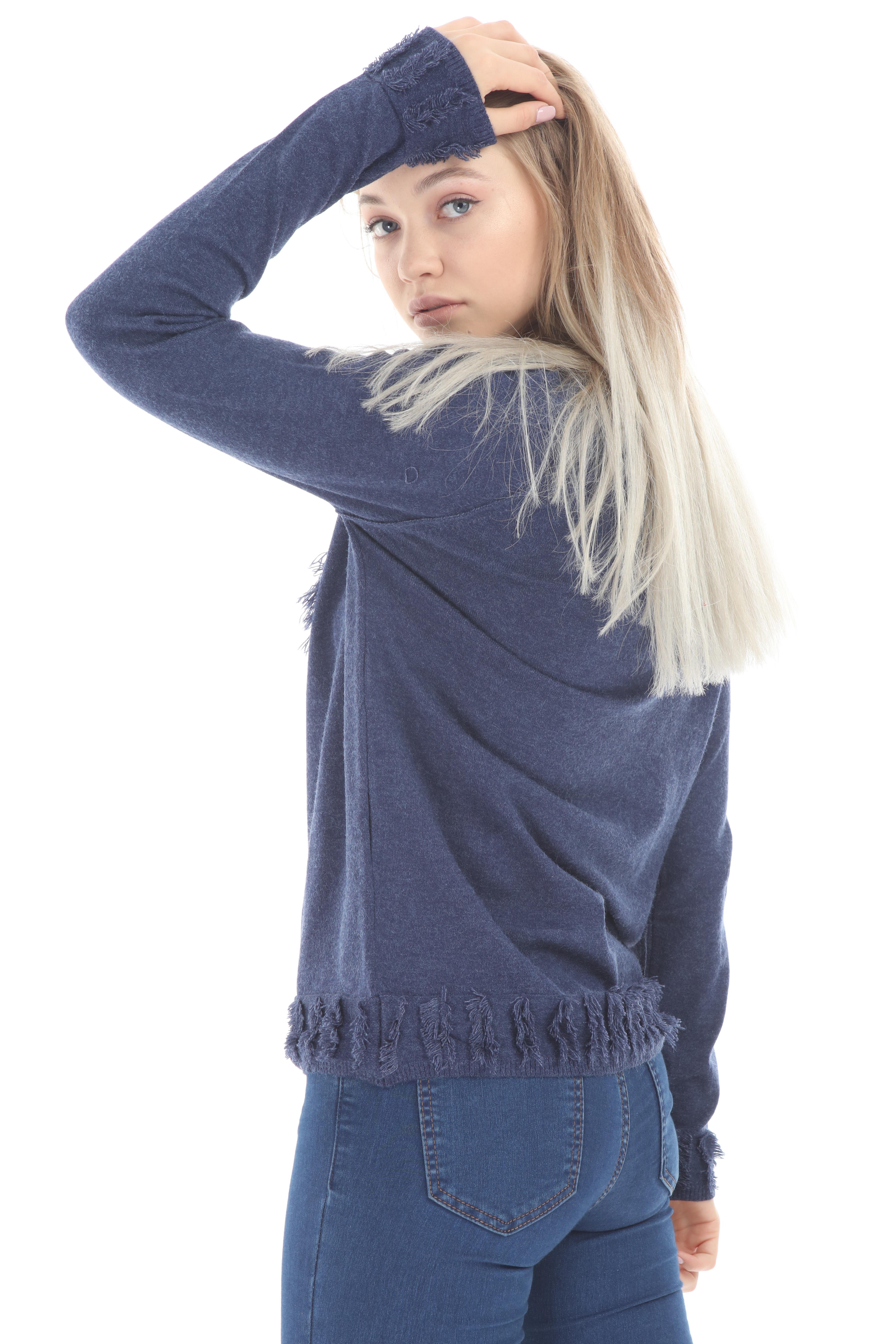 FTZ Women Kadın Yazı Detay Salaş Tunik  İndigo 21-1171