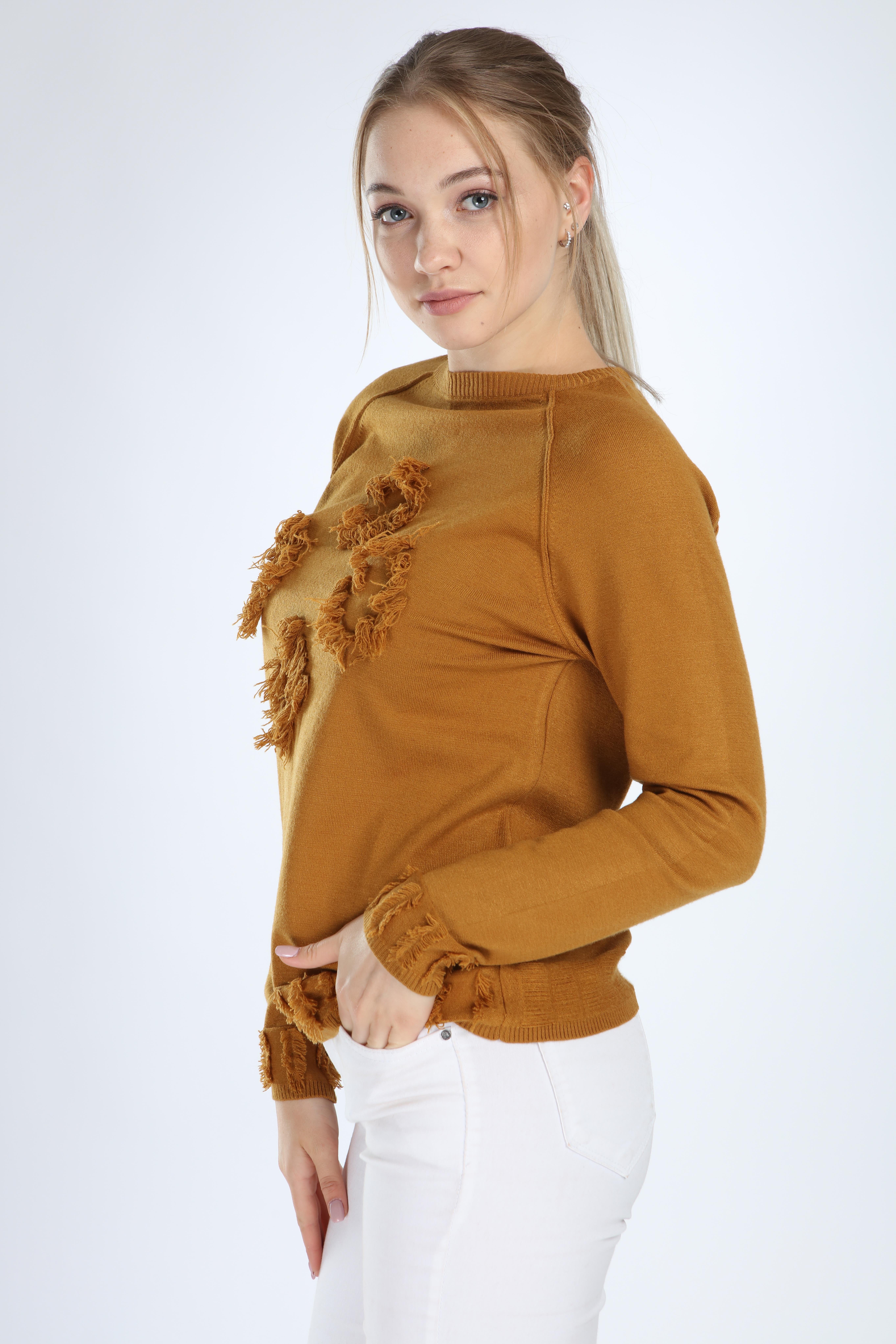 FTZ Women Kadın Yazı Detay Salaş Tunik  Safran 21-1171