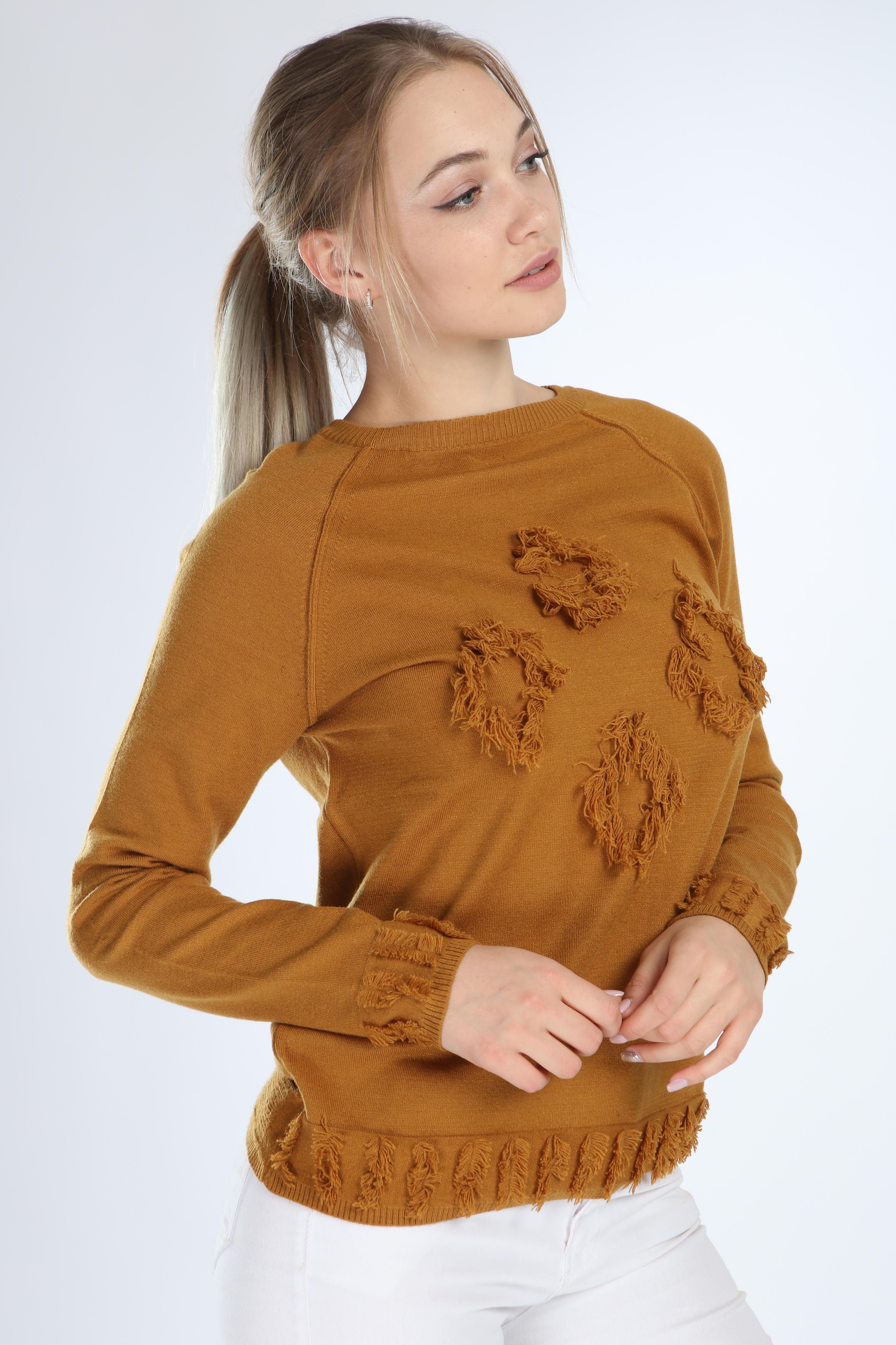 FTZ Women Kadın Yazı Detay Salaş Tunik  Safran 21-1171