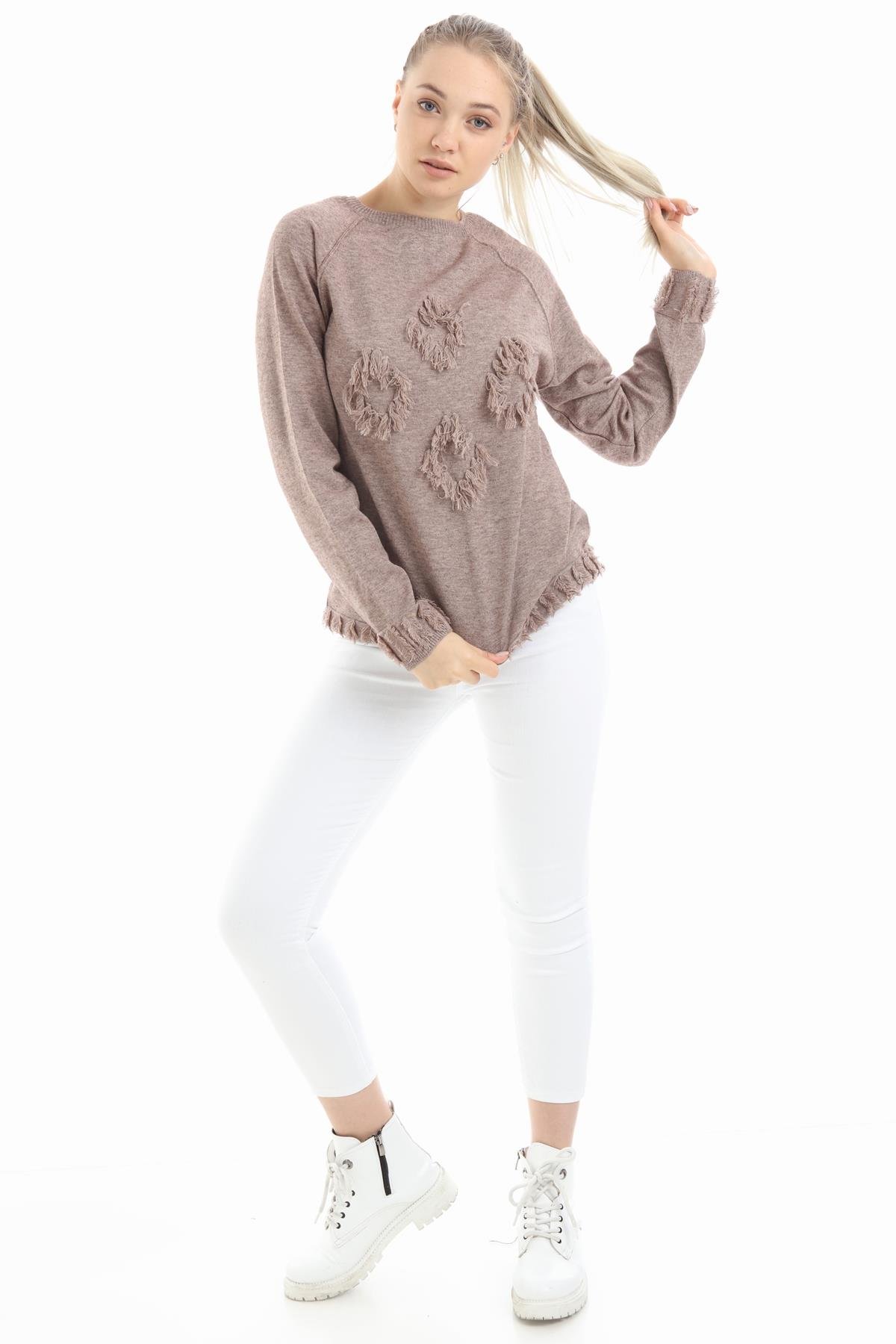FTZ Women Kadın Yazı Detay Salaş Tunik  Beige 21-1171