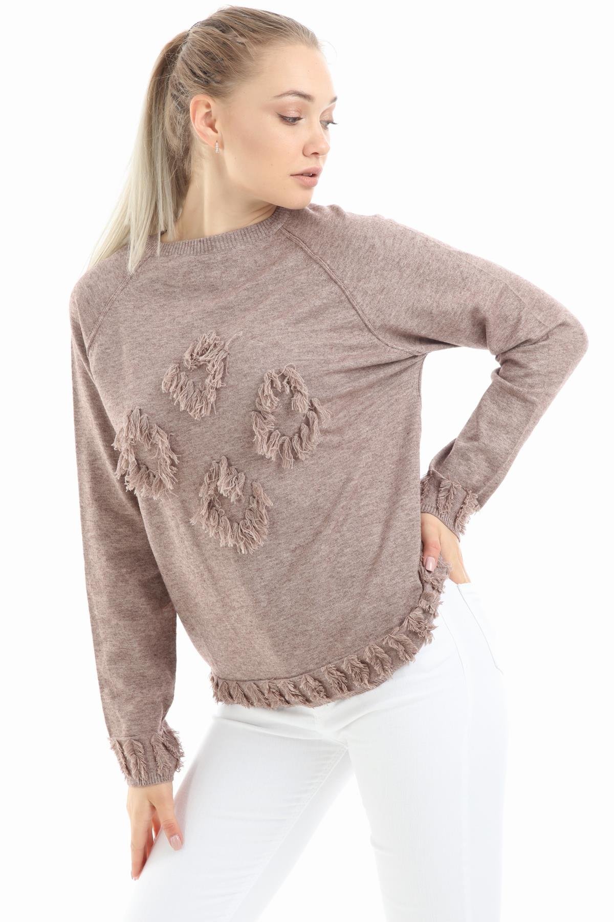 FTZ Women Kadın Yazı Detay Salaş Tunik  Beige 21-1171