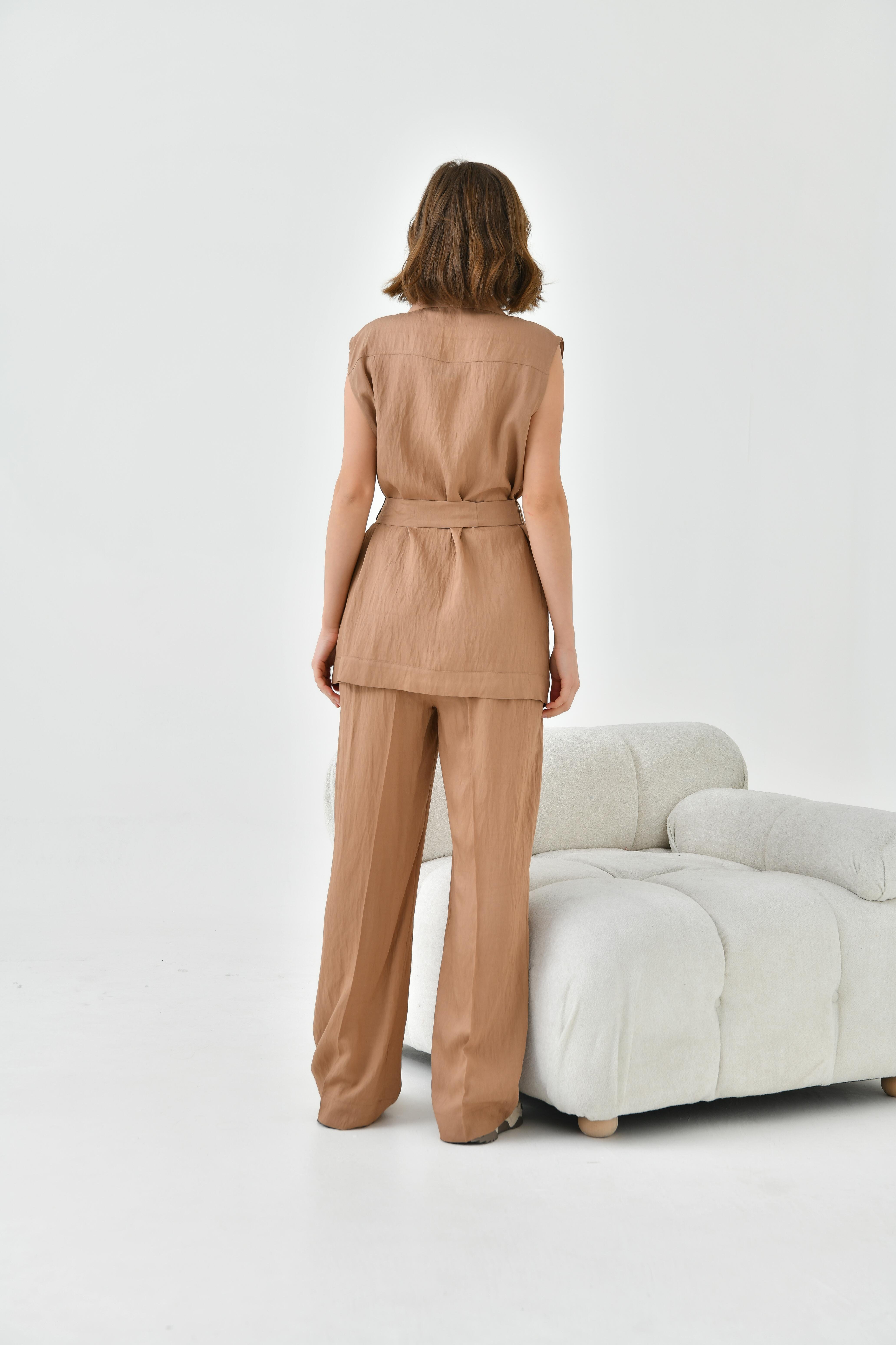 Ftz Women Kadın Yelekli Takım Camel 30731