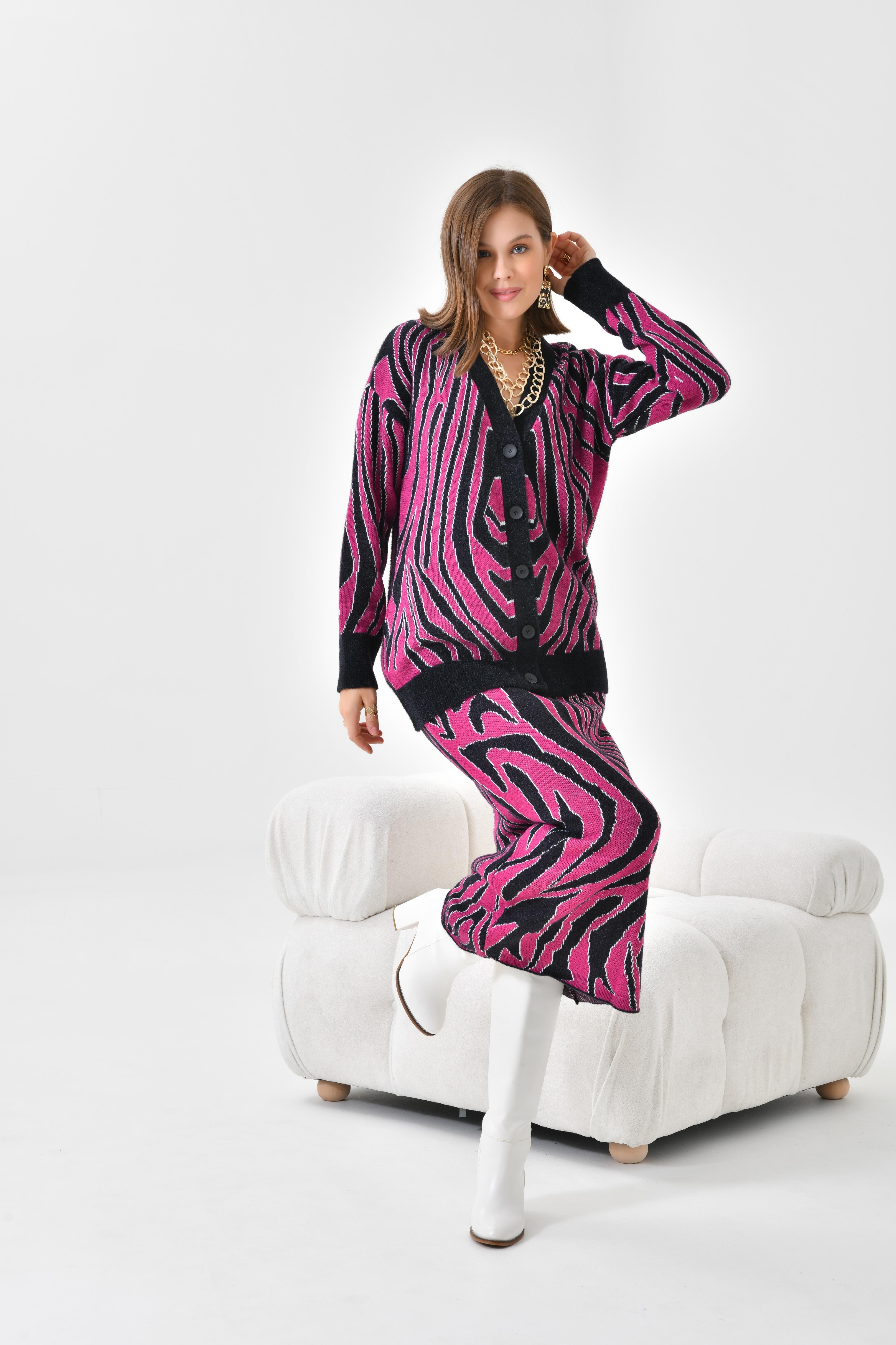 FTZ Women Kadın Zebra Desenli İkili Takım  Siyah 20569