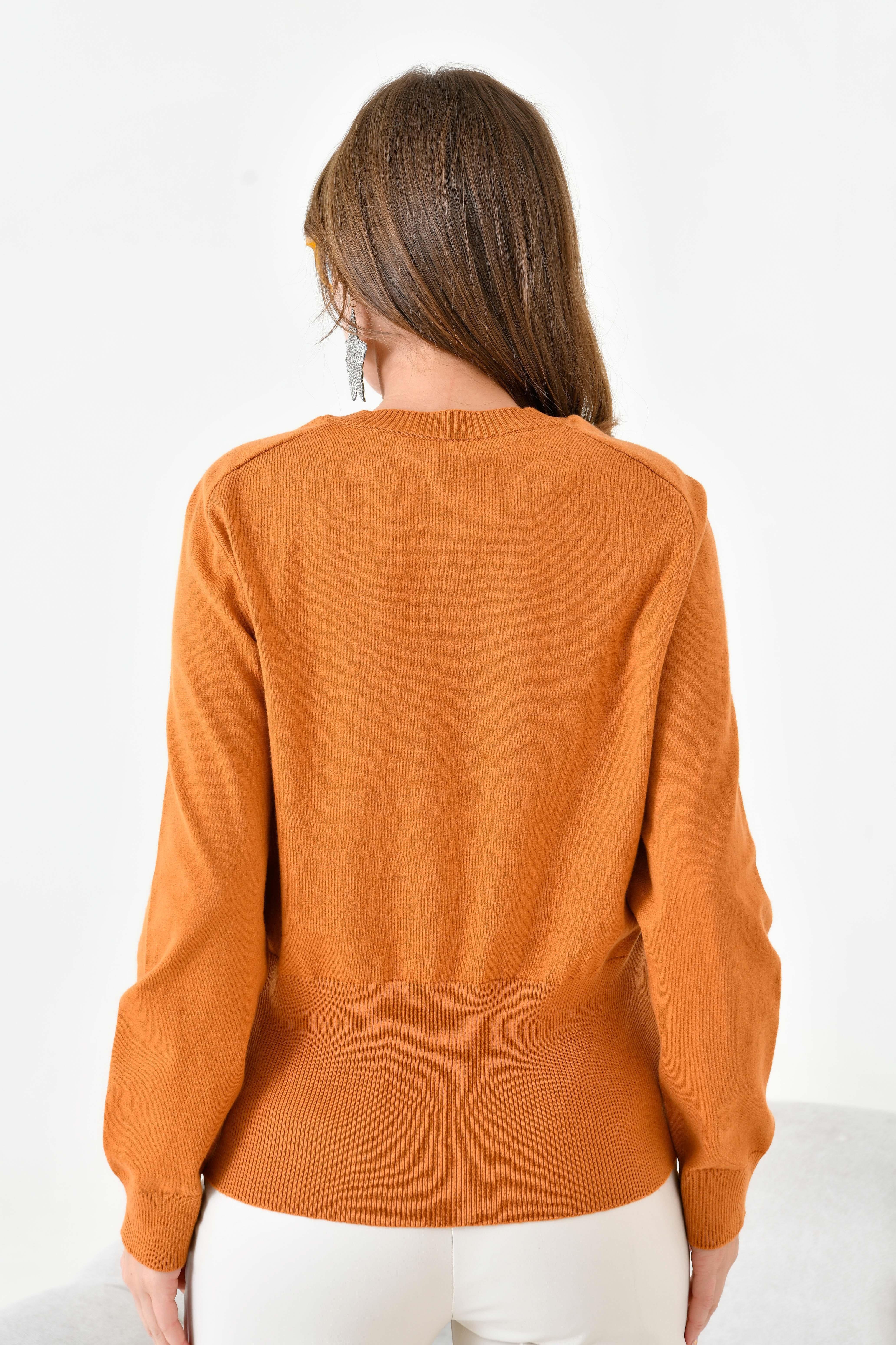 FTZ Women Kadın Zincir Detaylı Kazak  Soğan 20823