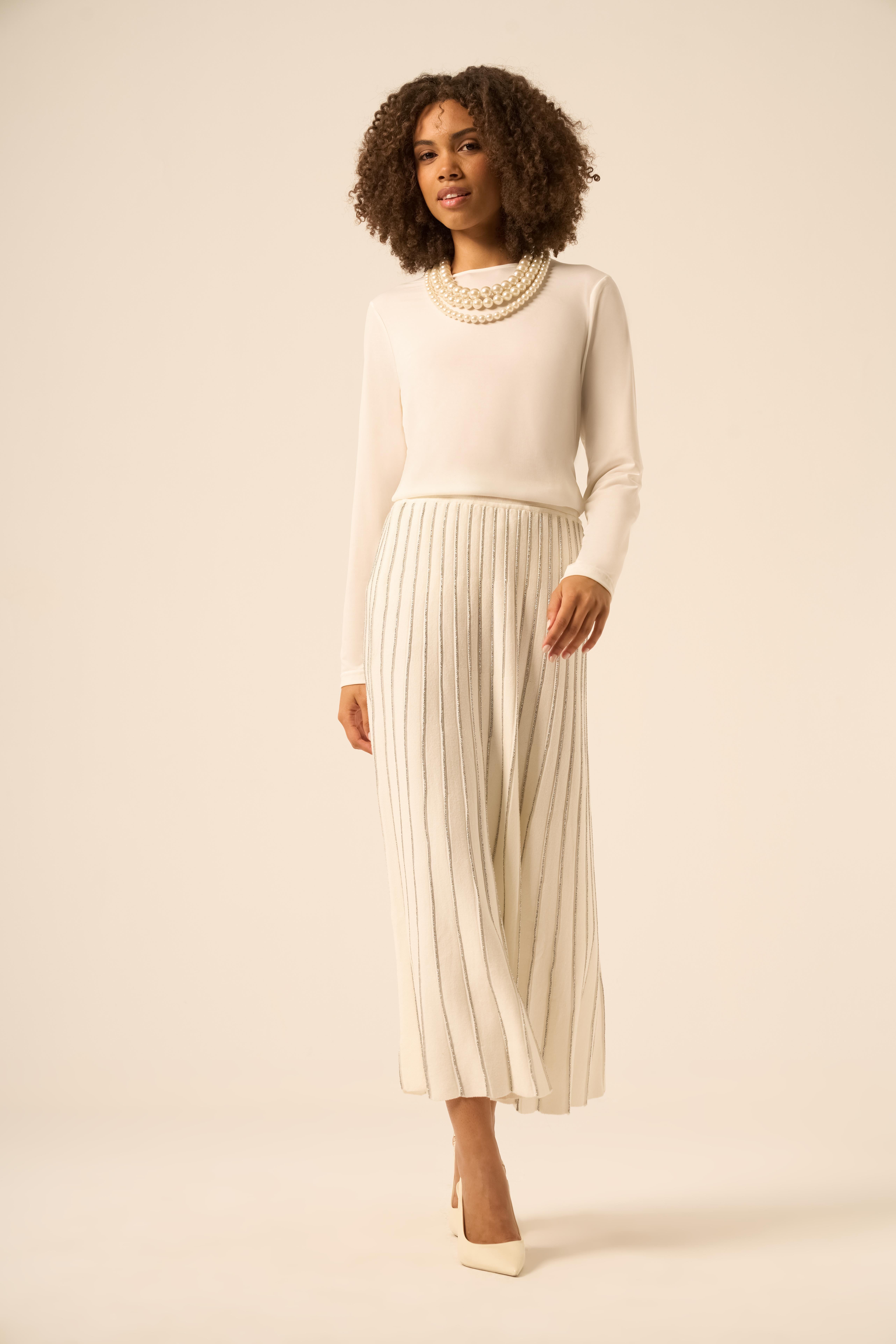 FTZ Women Pileli Uzun Etek  Ekru 25156