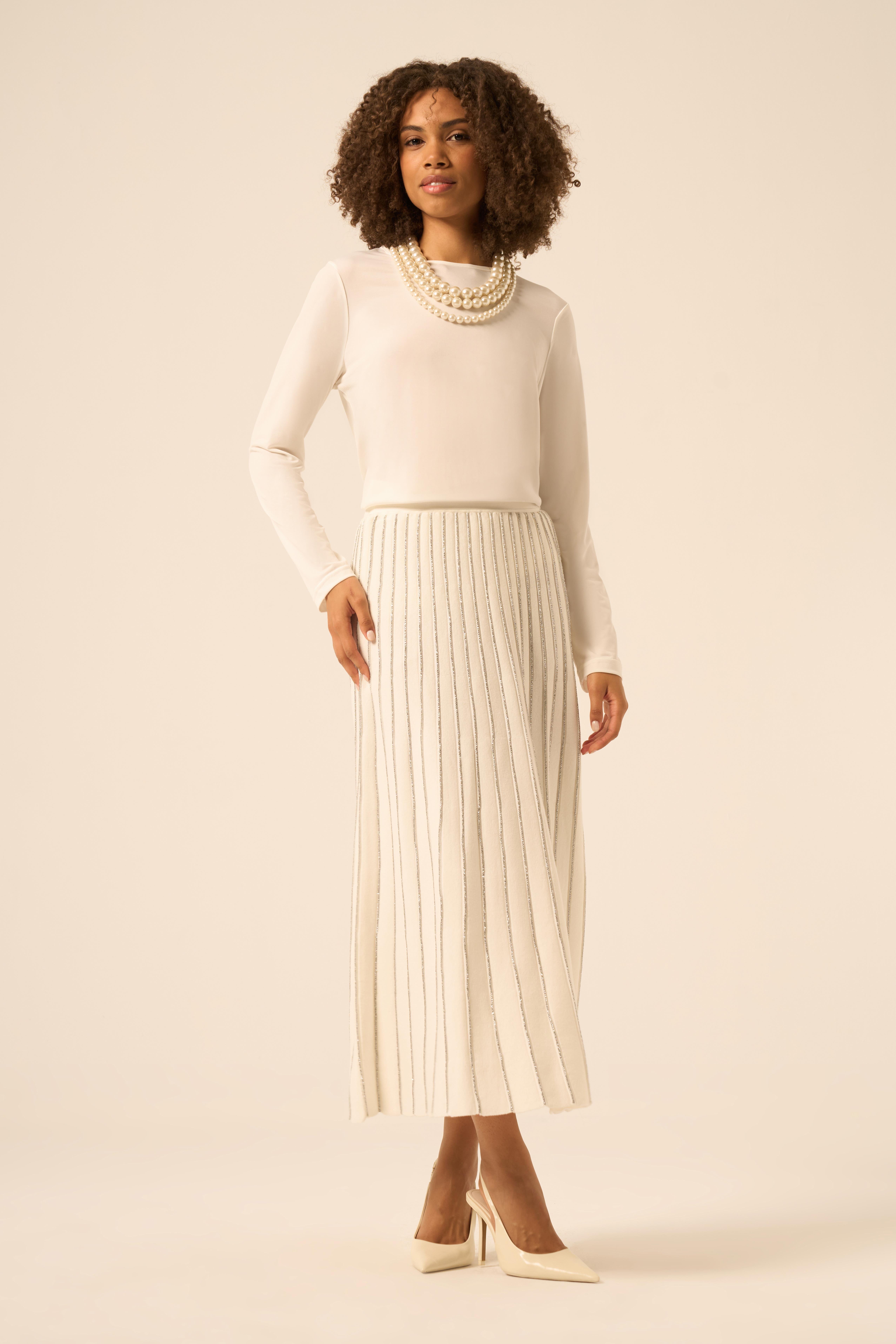 FTZ Women Pileli Uzun Etek  Ekru 25156