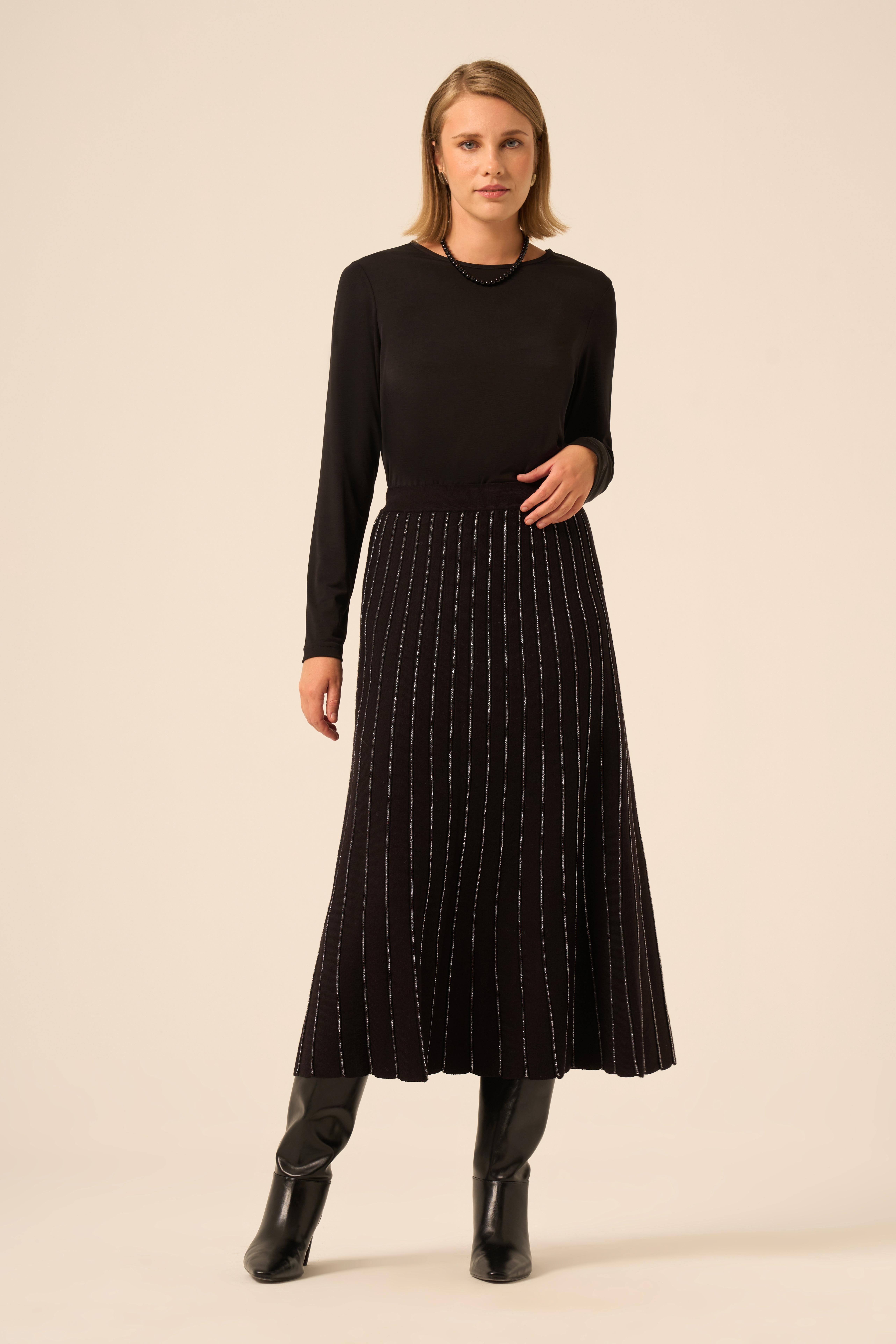 FTZ Women Pileli Uzun Etek  Siyah 25156