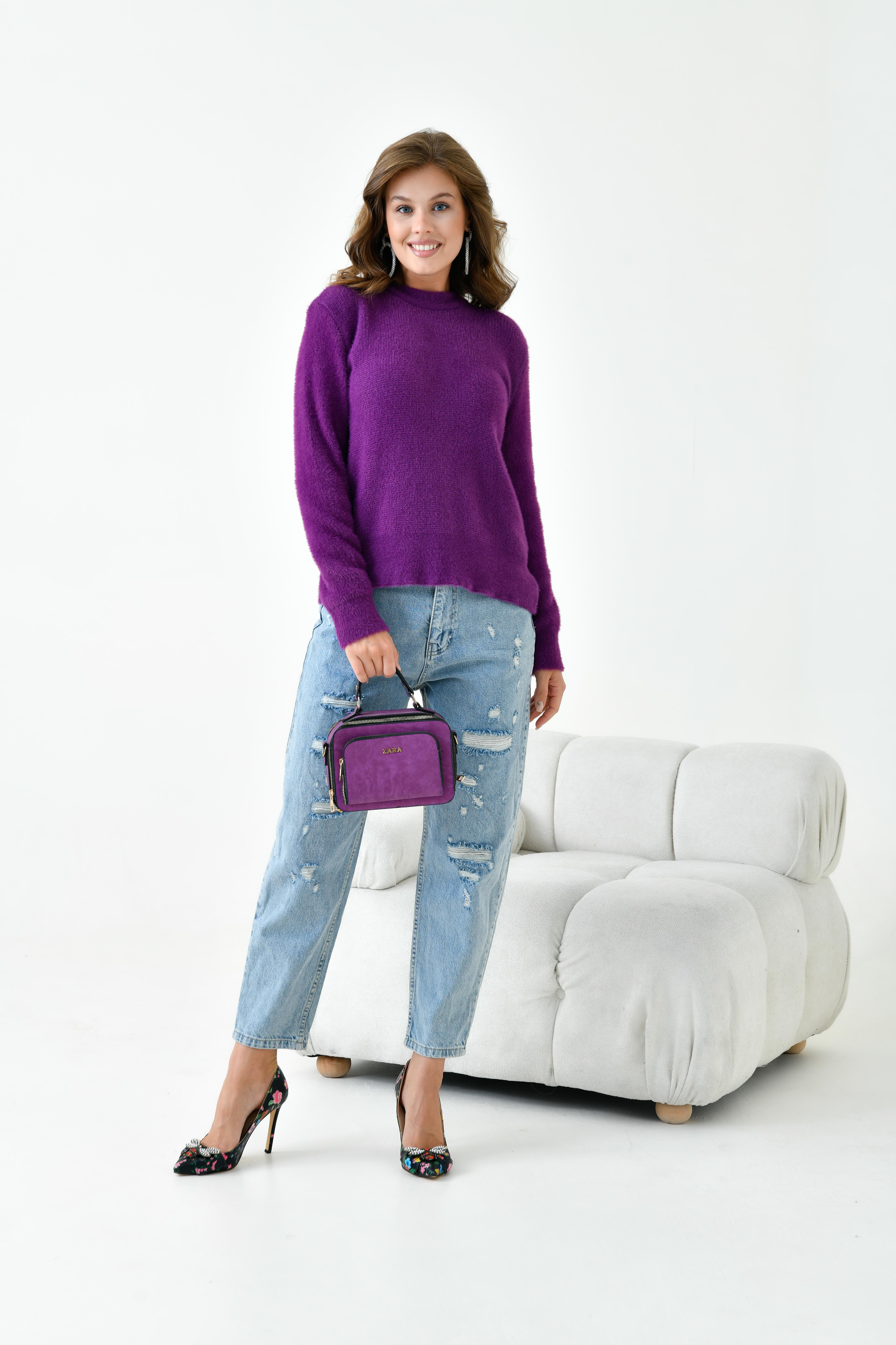 Ftz Women Sıfır Yaka Mor 20944