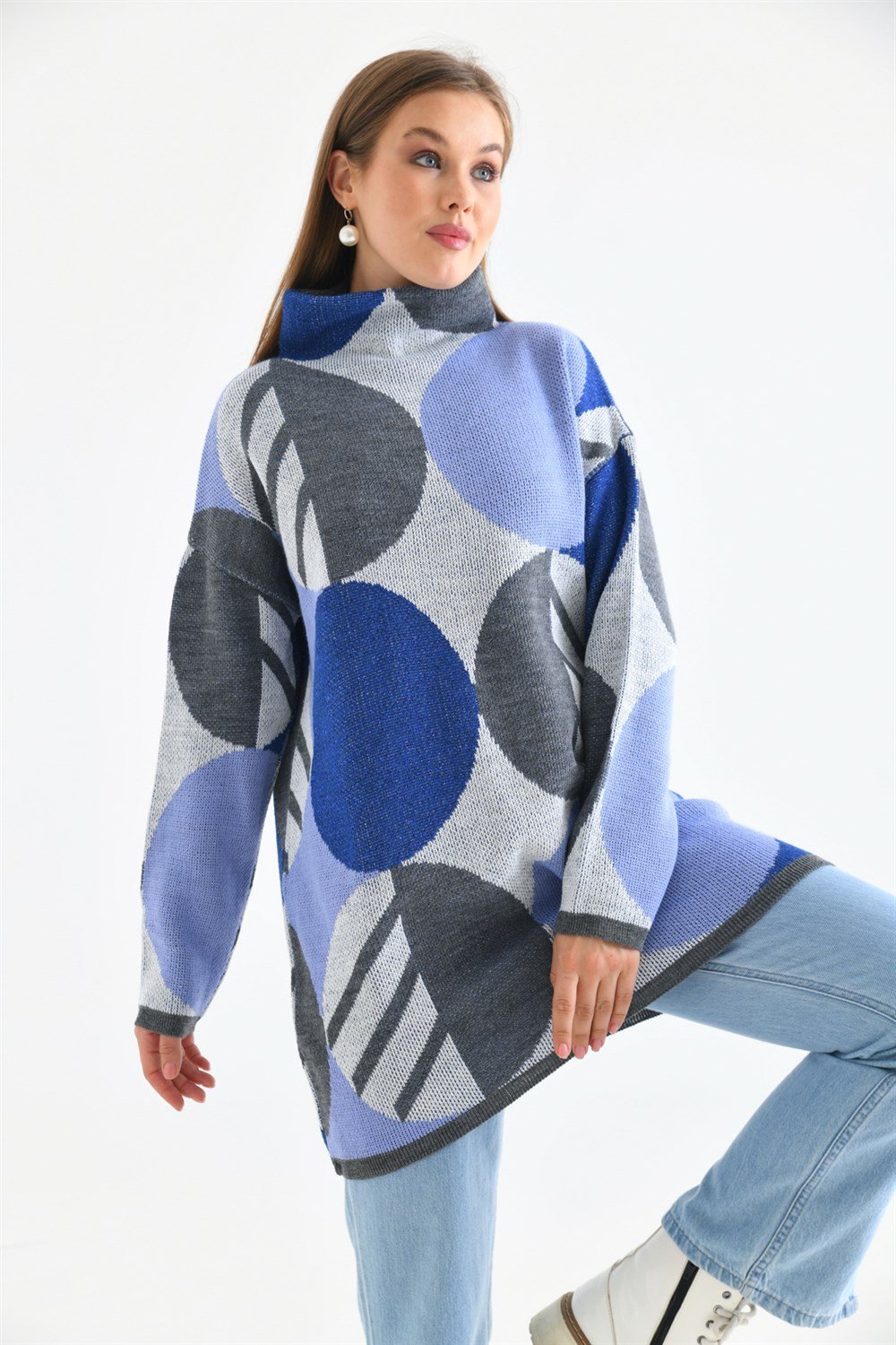 Kendiliğinden Yakalı Bluz GRİ