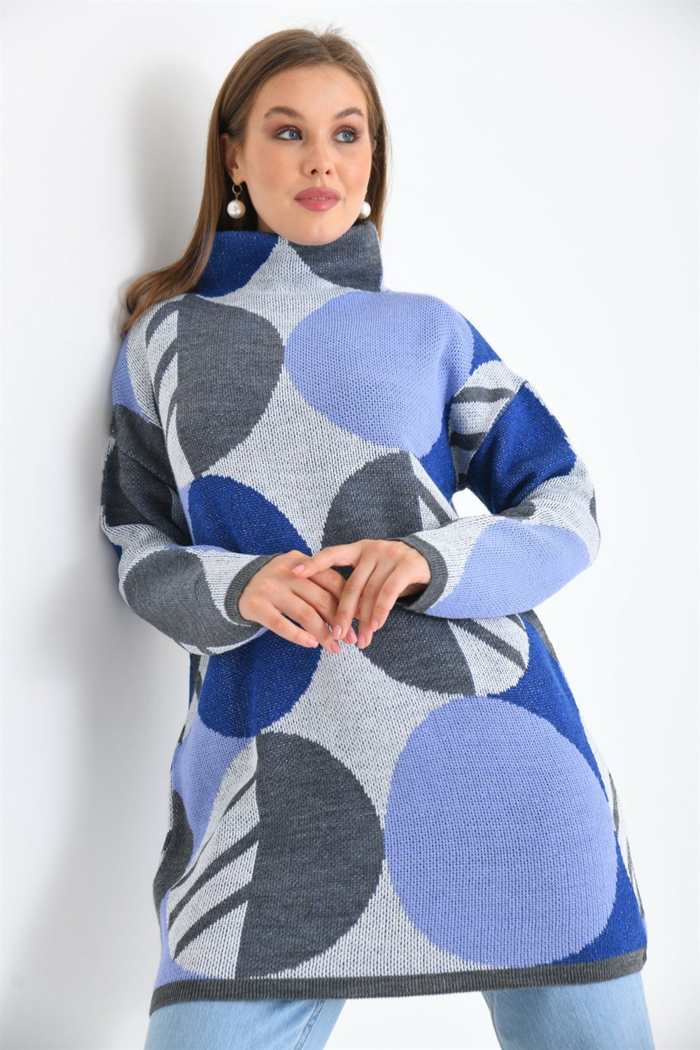 Kendiliğinden Yakalı Bluz GRİ