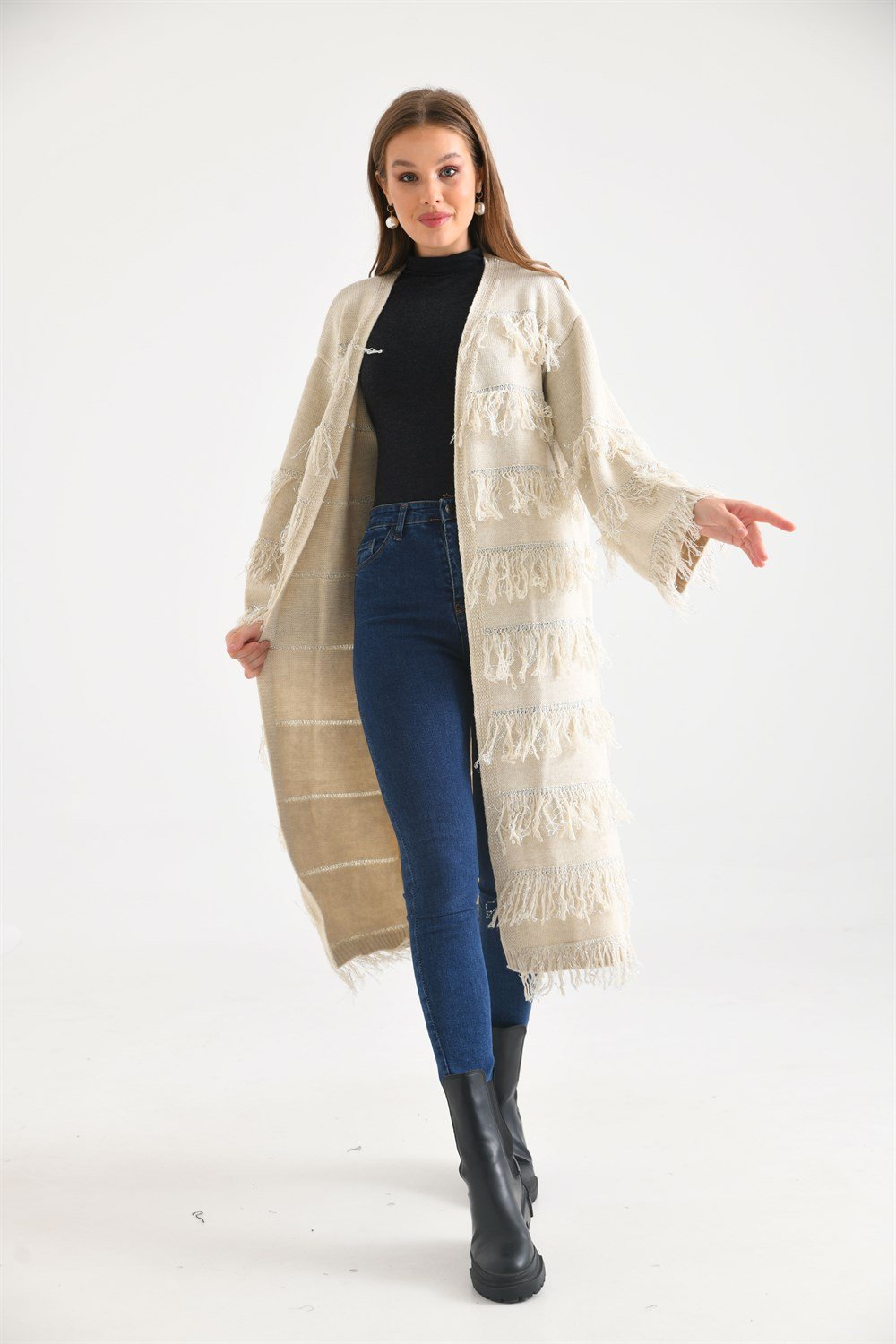 Püskül Detaylı Uzun Kap TAŞ