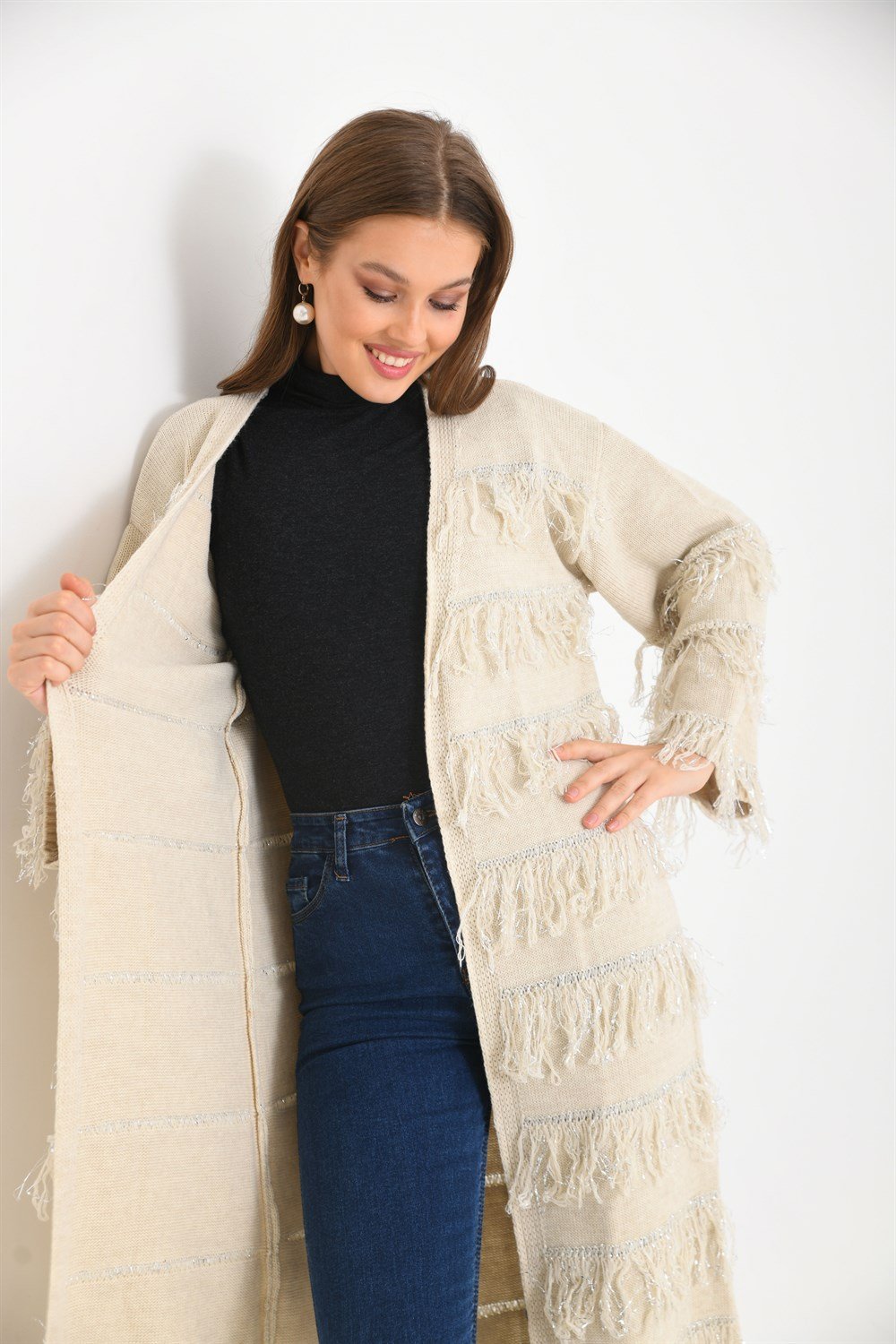 Püskül Detaylı Uzun Kap TAŞ