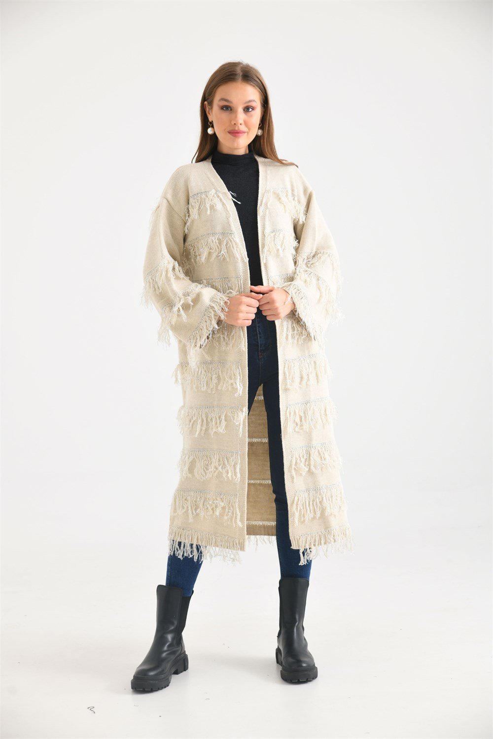 Püskül Detaylı Uzun Kap TAŞ