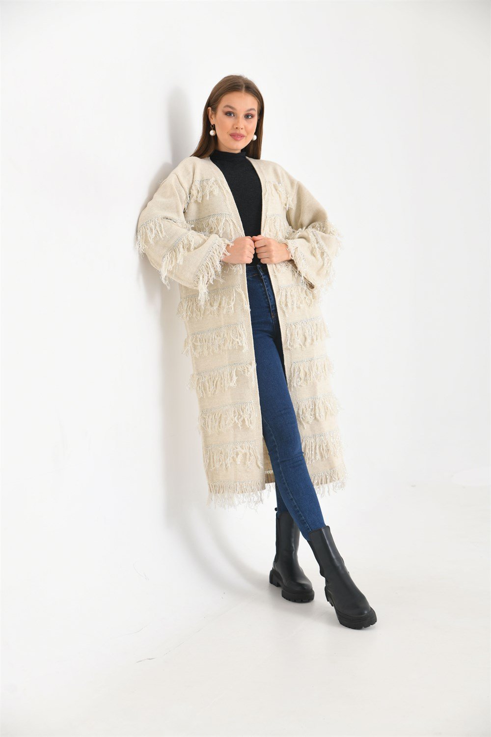 Püskül Detaylı Uzun Kap TAŞ