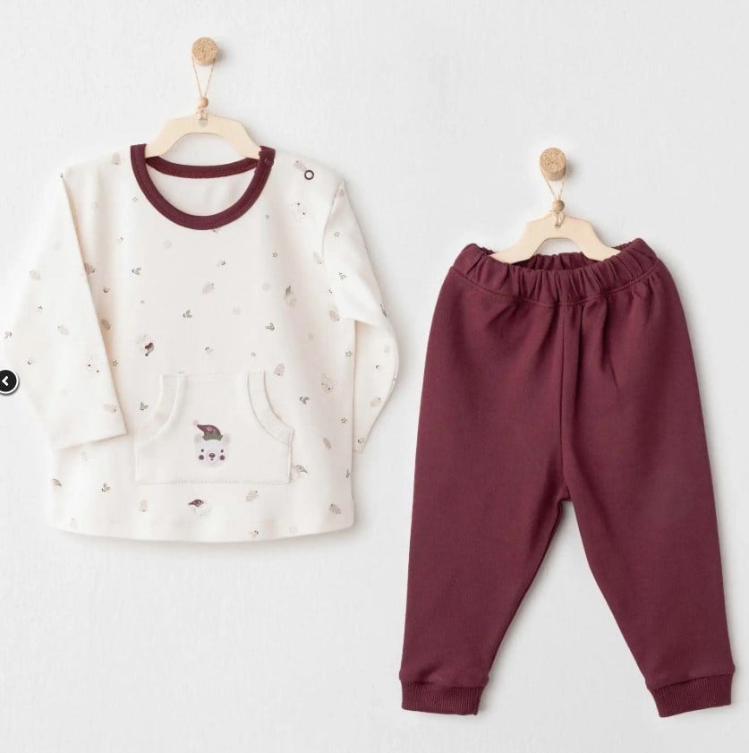 Andy Wawa 2li Takım My 1st Wardrobe Bordo - Ekru