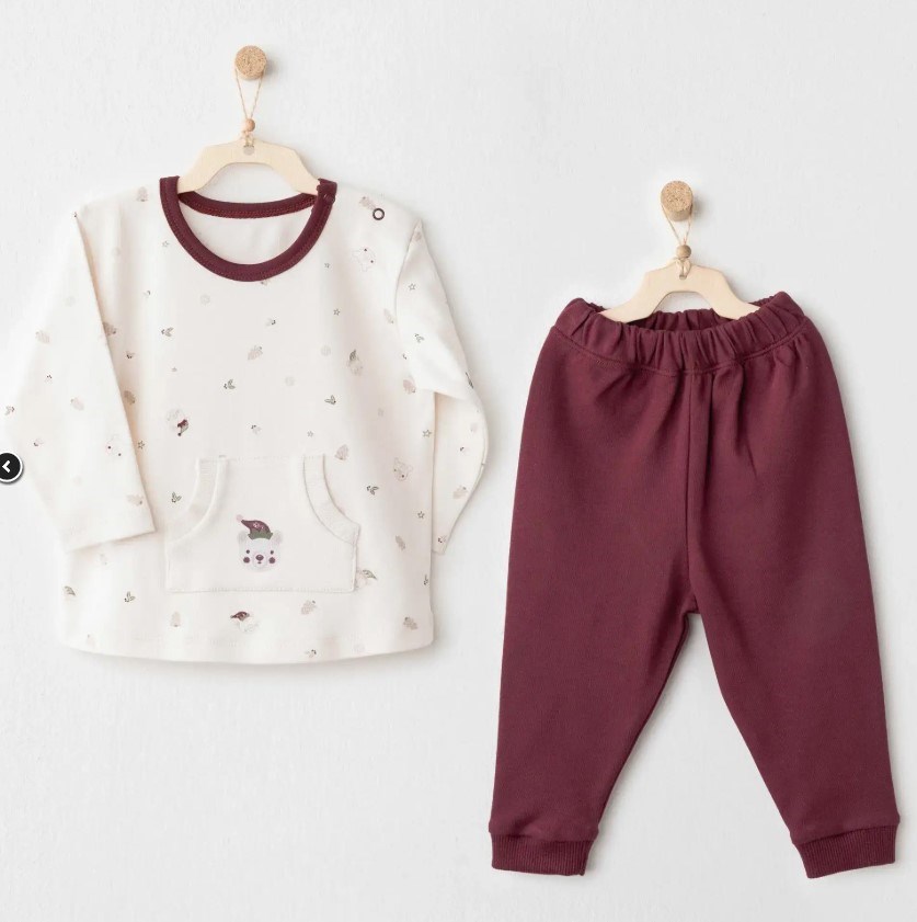 Andy Wawa 2li Takım My 1st Wardrobe Bordo - Ekru