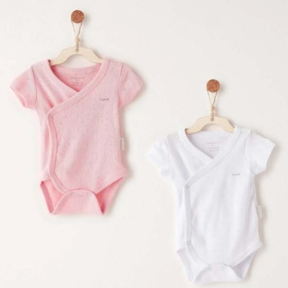 Andy Wawa Zıbın Body 2li Jacquard Basic Pembe - Beyaz