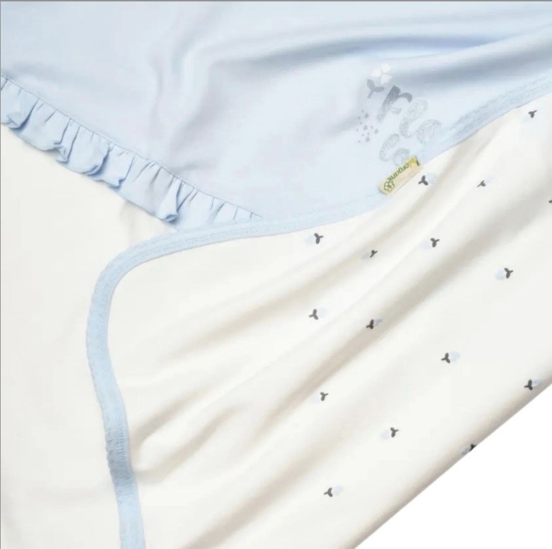 Bibaby Organik Battaniye Love Floral Ekru - Lila