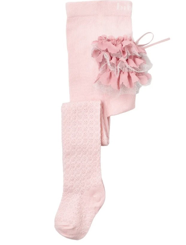 Bibaby Organik Çorap Külotlu Jakarlı Dantelli Pembe