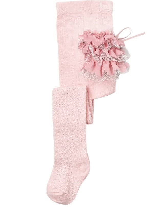 Bibaby Organik Çorap Külotlu Jakarlı Dantelli Pembe