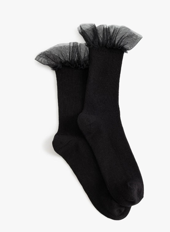 Bibaby Organik Çorap Soket New Tulle Siyah