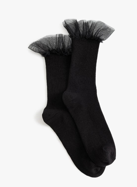 Bibaby Organik Çorap Soket New Tulle Siyah